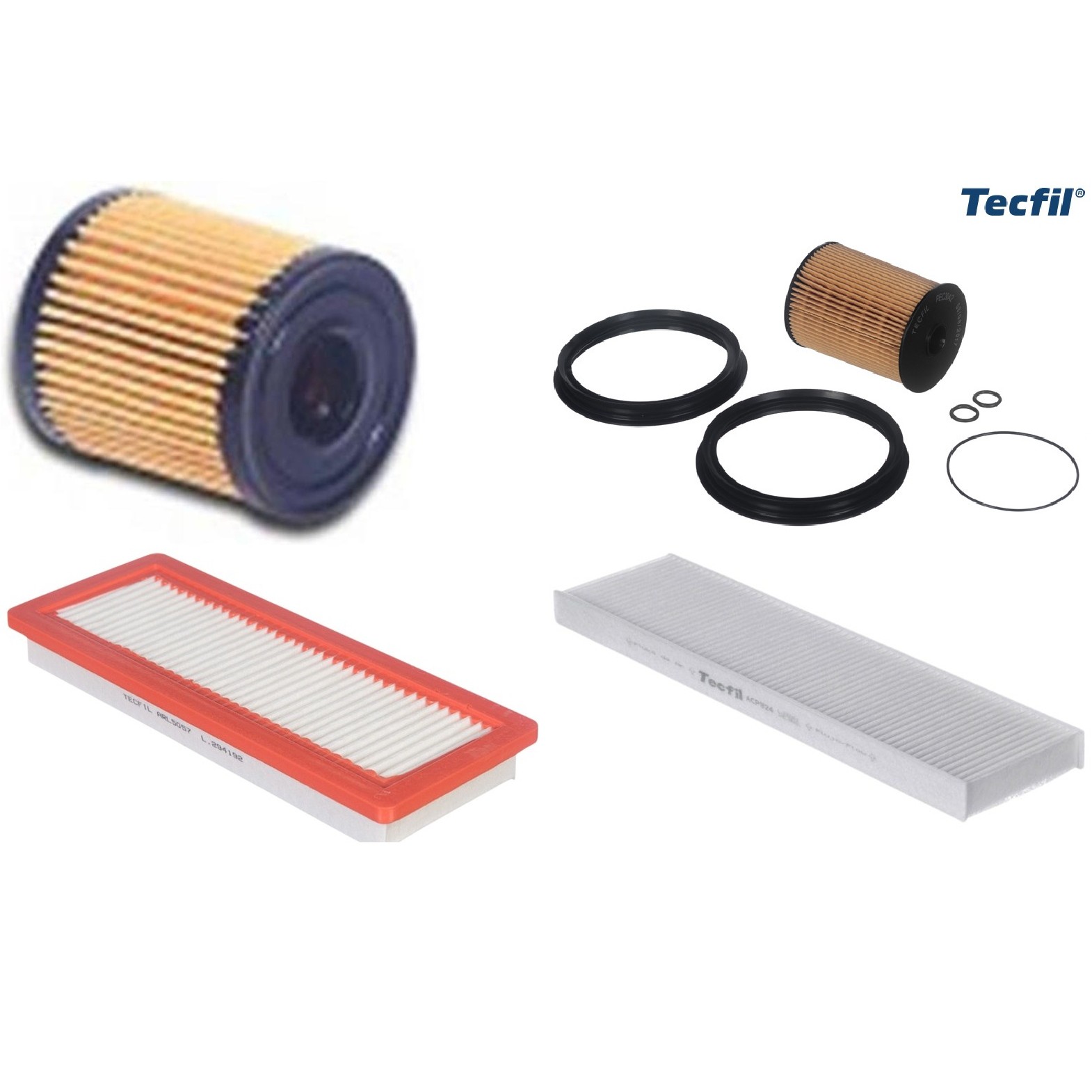 Kit Filtros de Ar do Motor, Óleo, Cabine e Combustível - Tecfil - ACP824 / ARL5057 / PEC3042 / PEL108