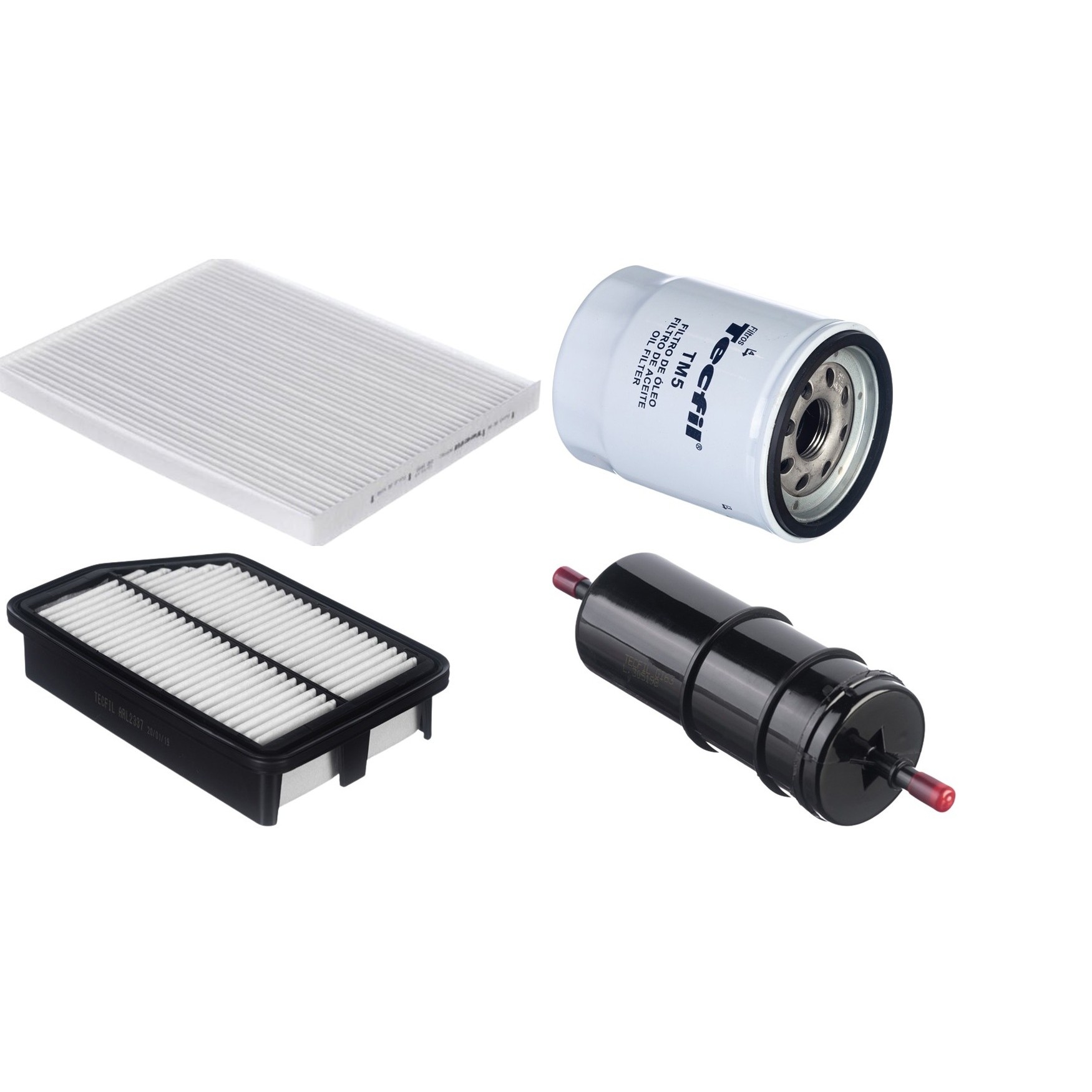Kit Filtros de Ar do Motor, Óleo, Cabine e Combustível - Tecfil - ACP982 / ARL2337 / GI63 / PSL55M-(TM5)