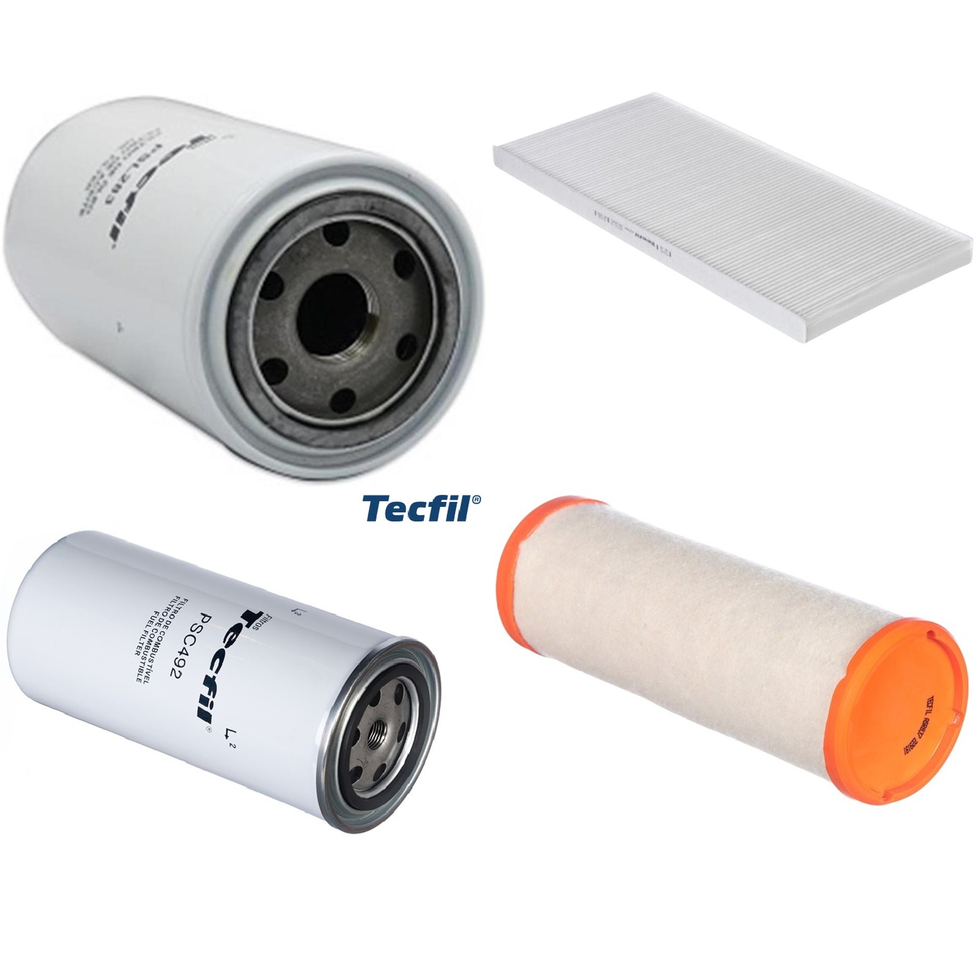 Kit Filtros de Ar do Motor, Óleo, Cabine e Combustível - Tecfil - ACP966 / ASR837 / PSC492 / PSL283