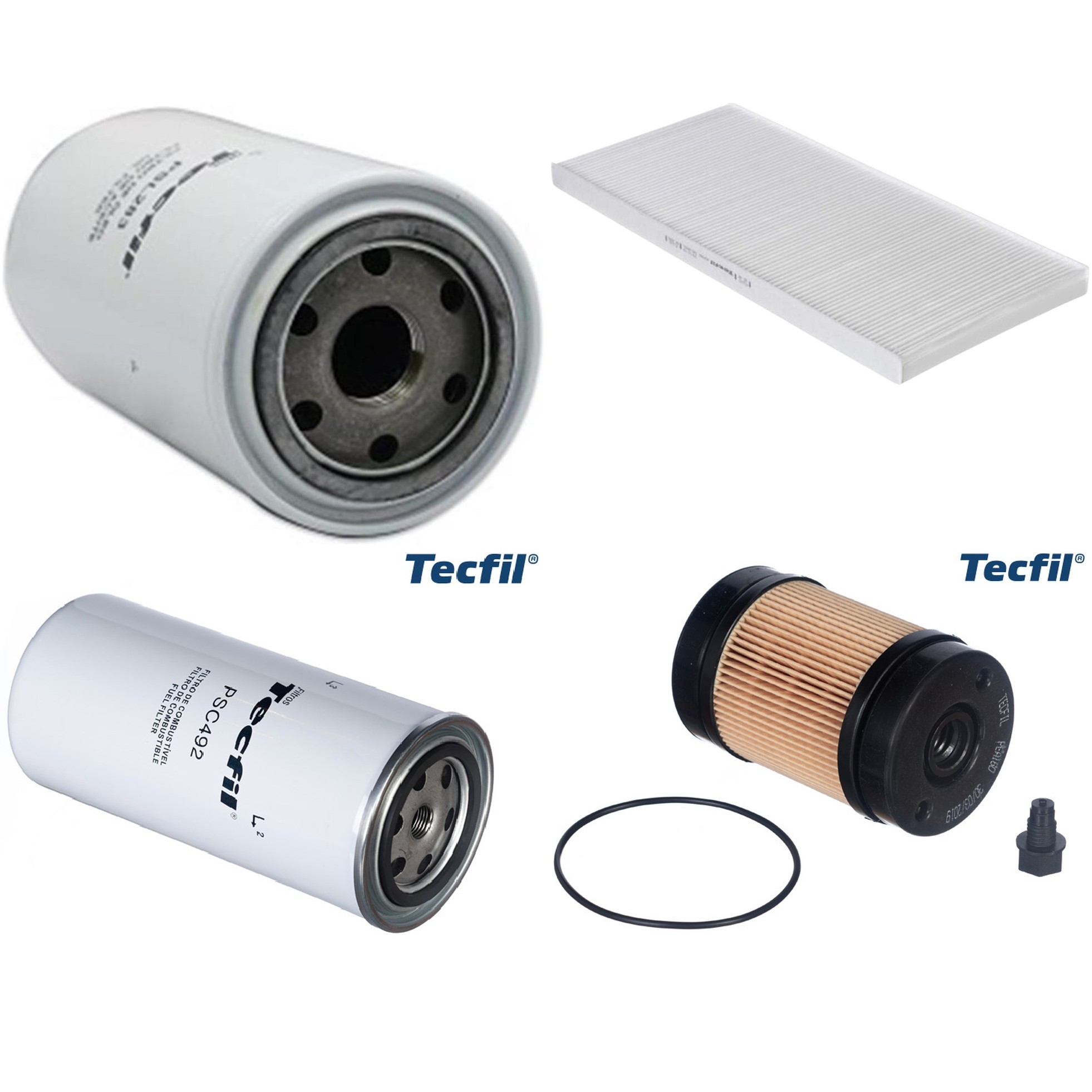 Kit Filtros de Ar do Motor, Óleo, Cabine e Combustível - Tecfil - ACP966 / PEA160 / PSC492 / PSL283