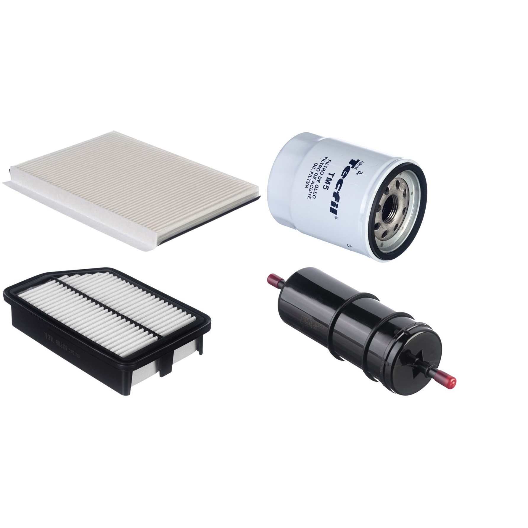 Kit Filtros de Ar do Motor, Óleo, Cabine e Combustível - Tecfil - ACP979 / ARL2337 / GI63 / PSL55M-(TM5)
