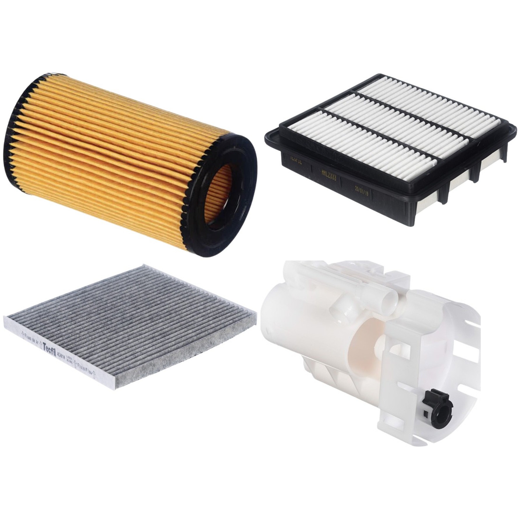 Kit Filtro de Ar, Combustível, Óleo e Ar Condicionado - Tecfil - ACA814 / ARL2333 / FBT2363 / PEL114