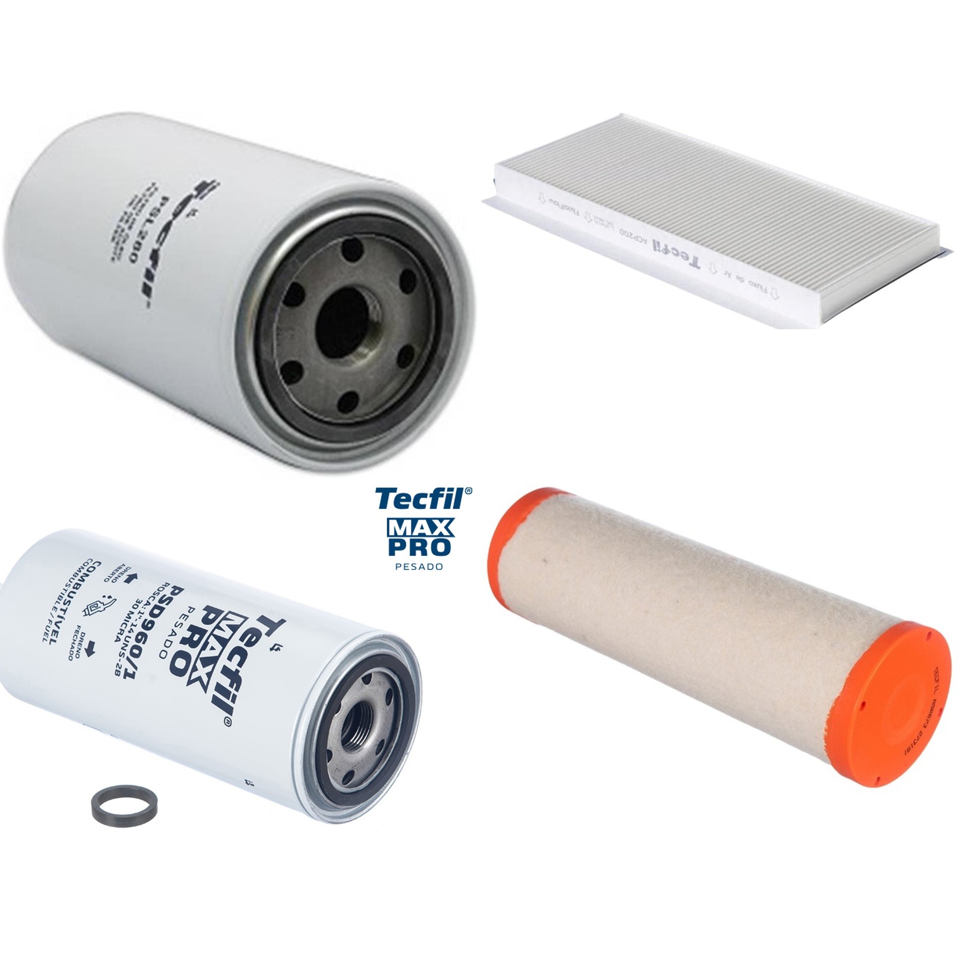Kit Filtros de Ar do Motor, Óleo, Cabine e Combustível - Tecfil - ACP200 / ASR673 / PSD960/1 / PSL280