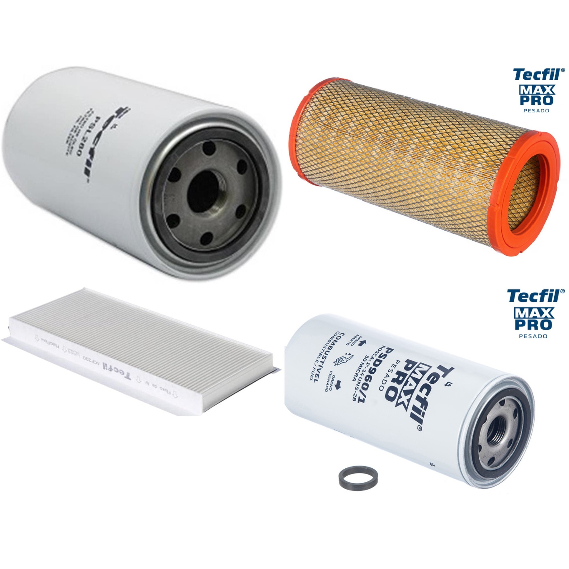 Kit Filtros de Ar do Motor, Óleo, Cabine e Combustível - Tecfil - ACP200 / ARS5673 / PSD960/1 / PSL280