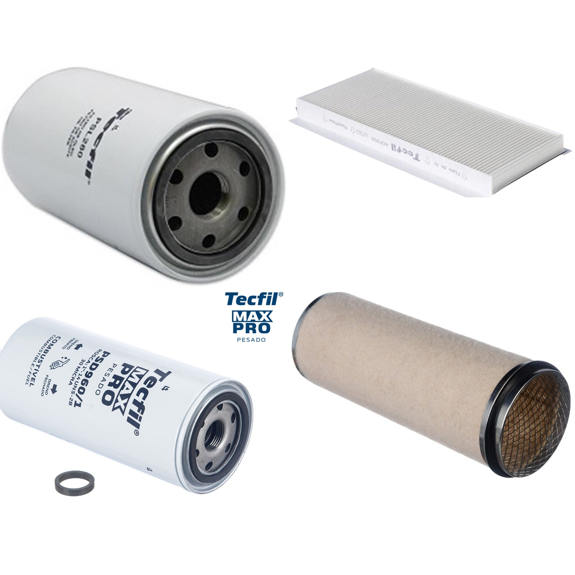 Kit Filtros de Ar do Motor, Óleo, Cabine e Combustível - Tecfil - ACP200 / AS835 / PSD960/1 / PSL280