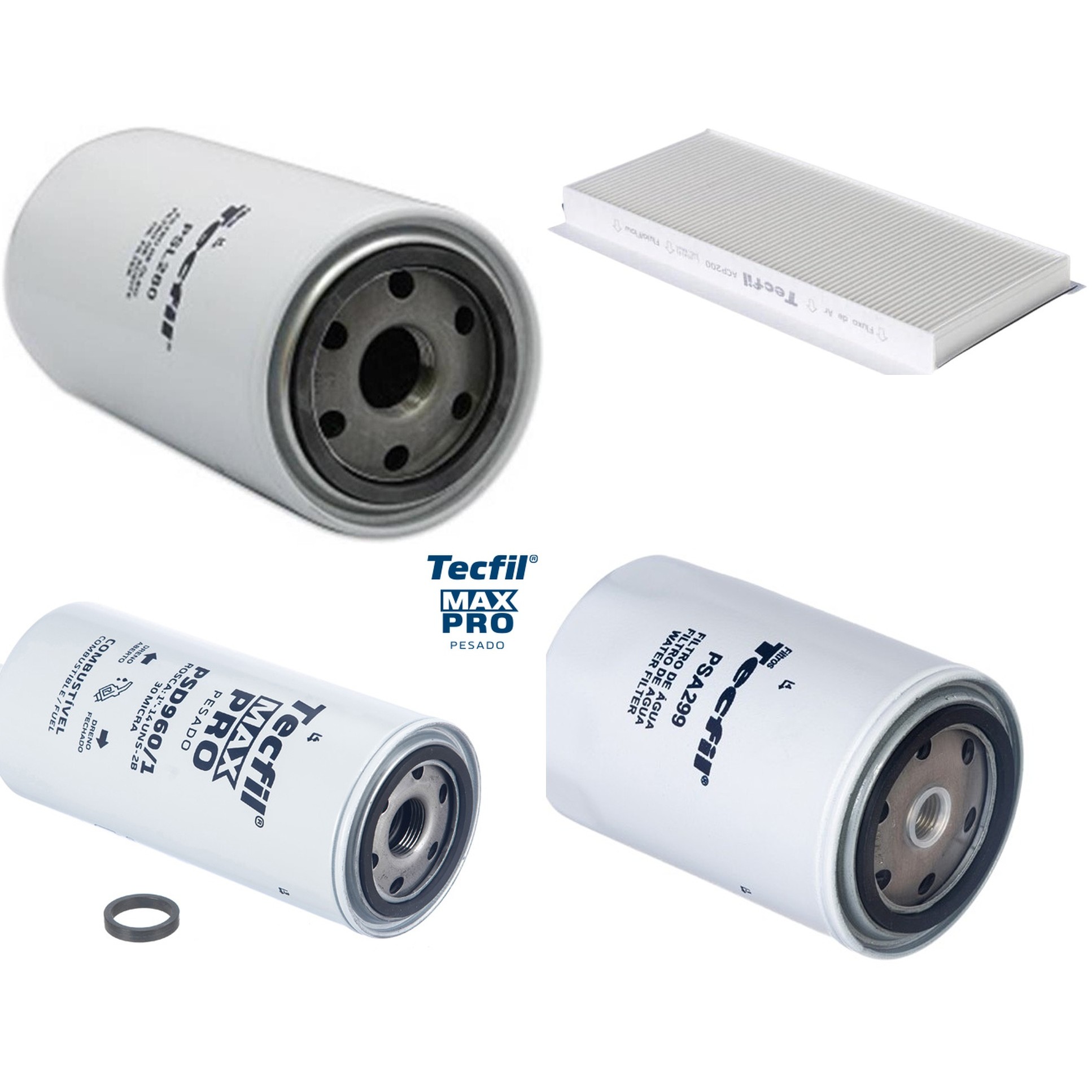 Kit Filtros de Ar do Motor, Óleo, Cabine e Combustível - Tecfil - ACP200 / PSA299 / PSD960/1 / PSL280
