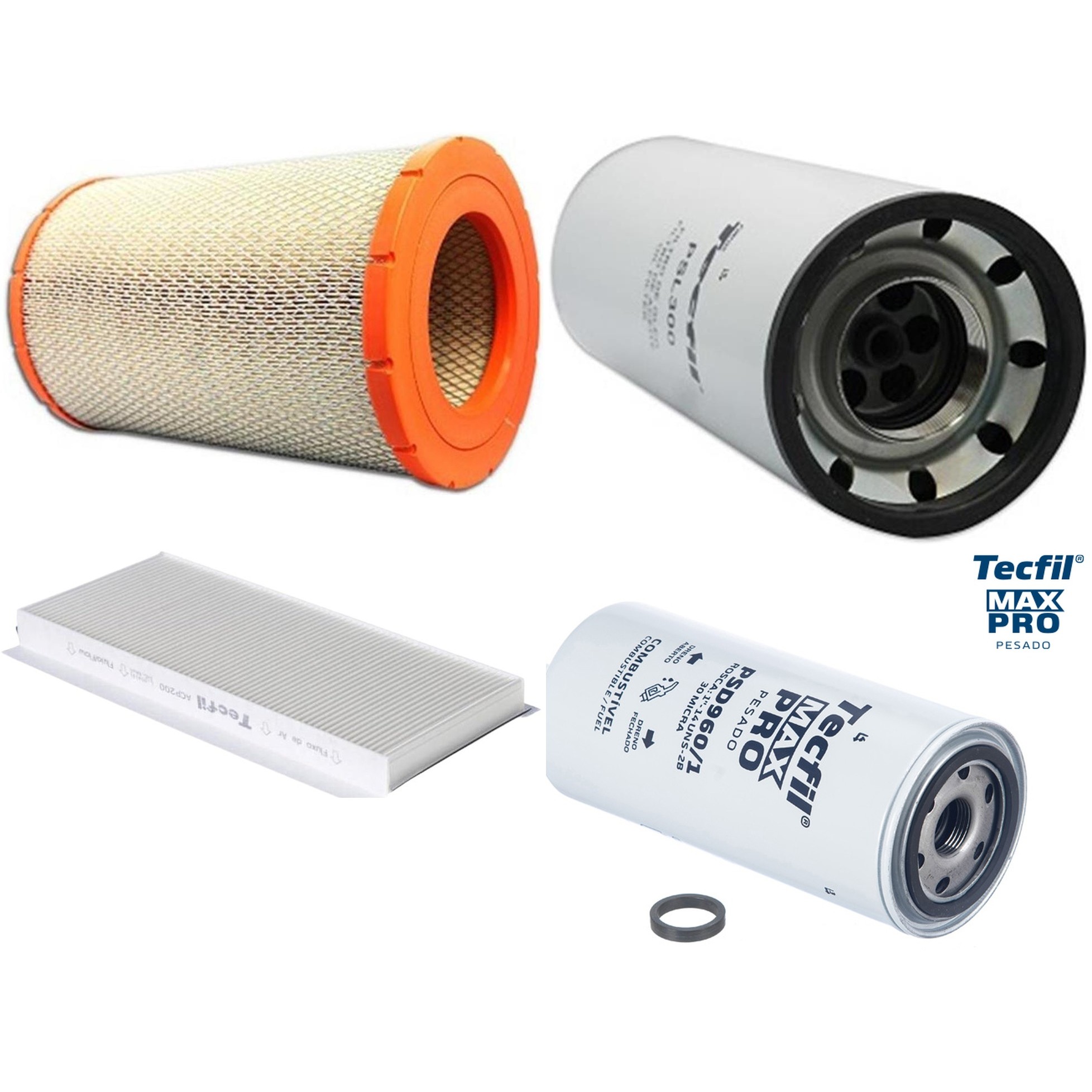 Kit Filtros de Ar do Motor, Óleo, Cabine e Combustível - Tecfil - ACP200 / ARS9839 / PSD960/1 / PSL300