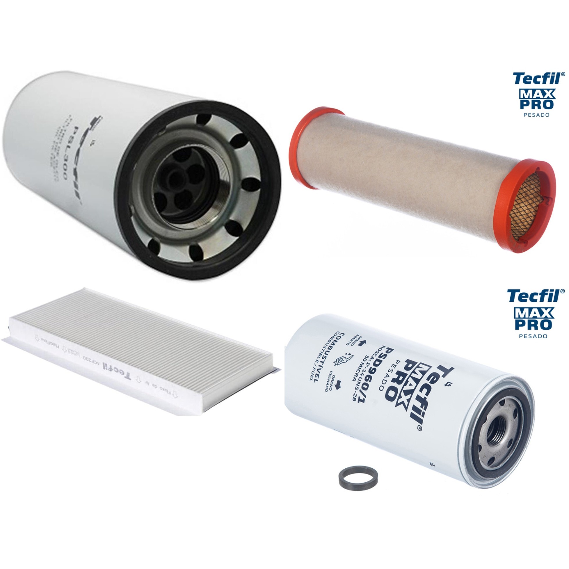 Kit Filtros de Ar do Motor, Óleo, Cabine e Combustível - Tecfil - ACP200 / ASR839 / PSD960/1 / PSL300