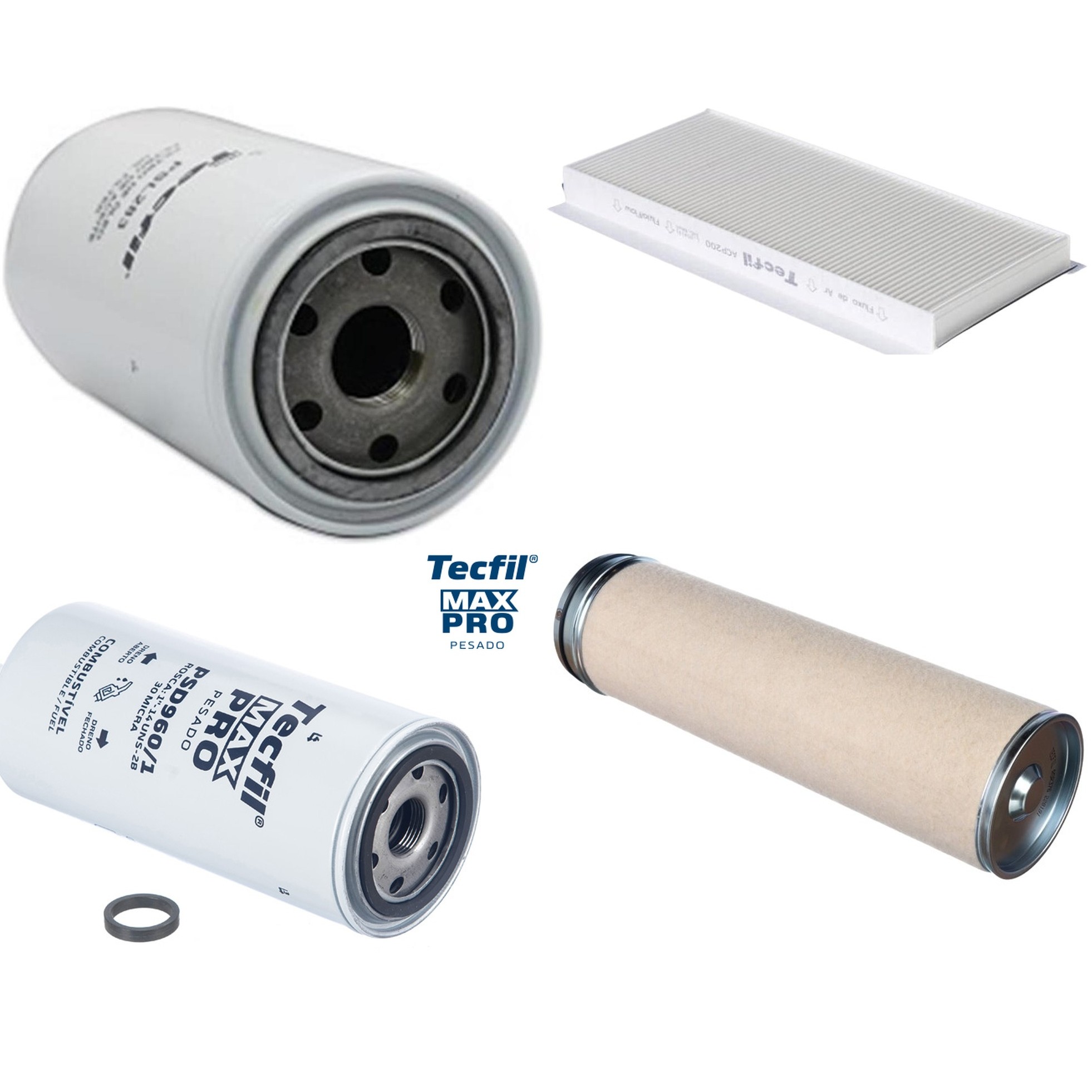Kit Filtros de Ar do Motor, Óleo, Cabine e Combustível - Tecfil - ACP200 / ASR376 / PSD960/1 / PSL283