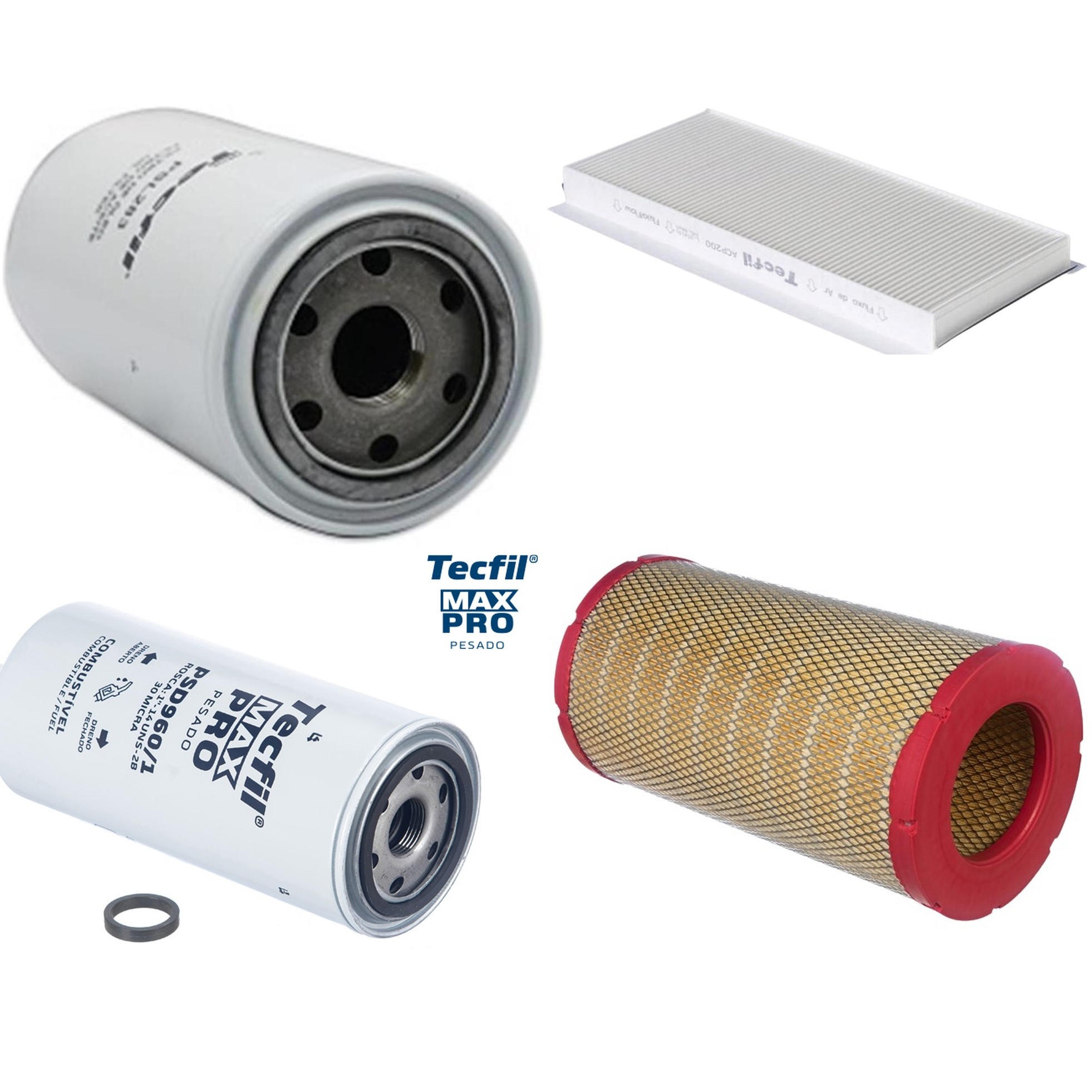 Kit Filtros de Ar do Motor, Óleo, Cabine e Combustível - Tecfil - ACP200 / ARS5376 / PSD960/1 / PSL283