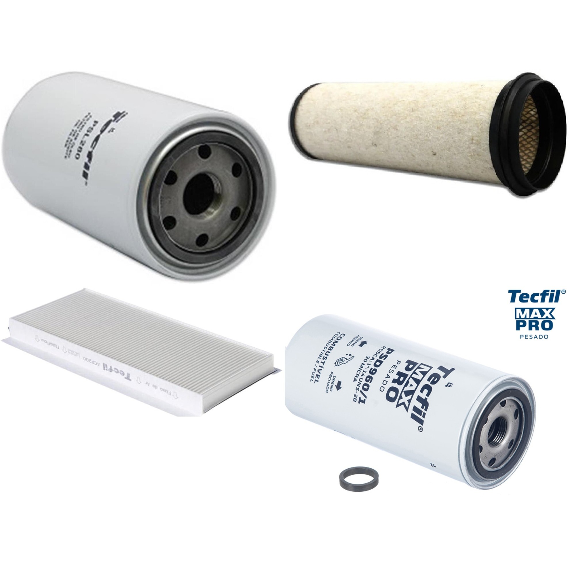 Kit Filtros de Ar do Motor, Óleo, Cabine e Combustível - Tecfil - ACP200 / AS836 / PSD960/1 / PSL280