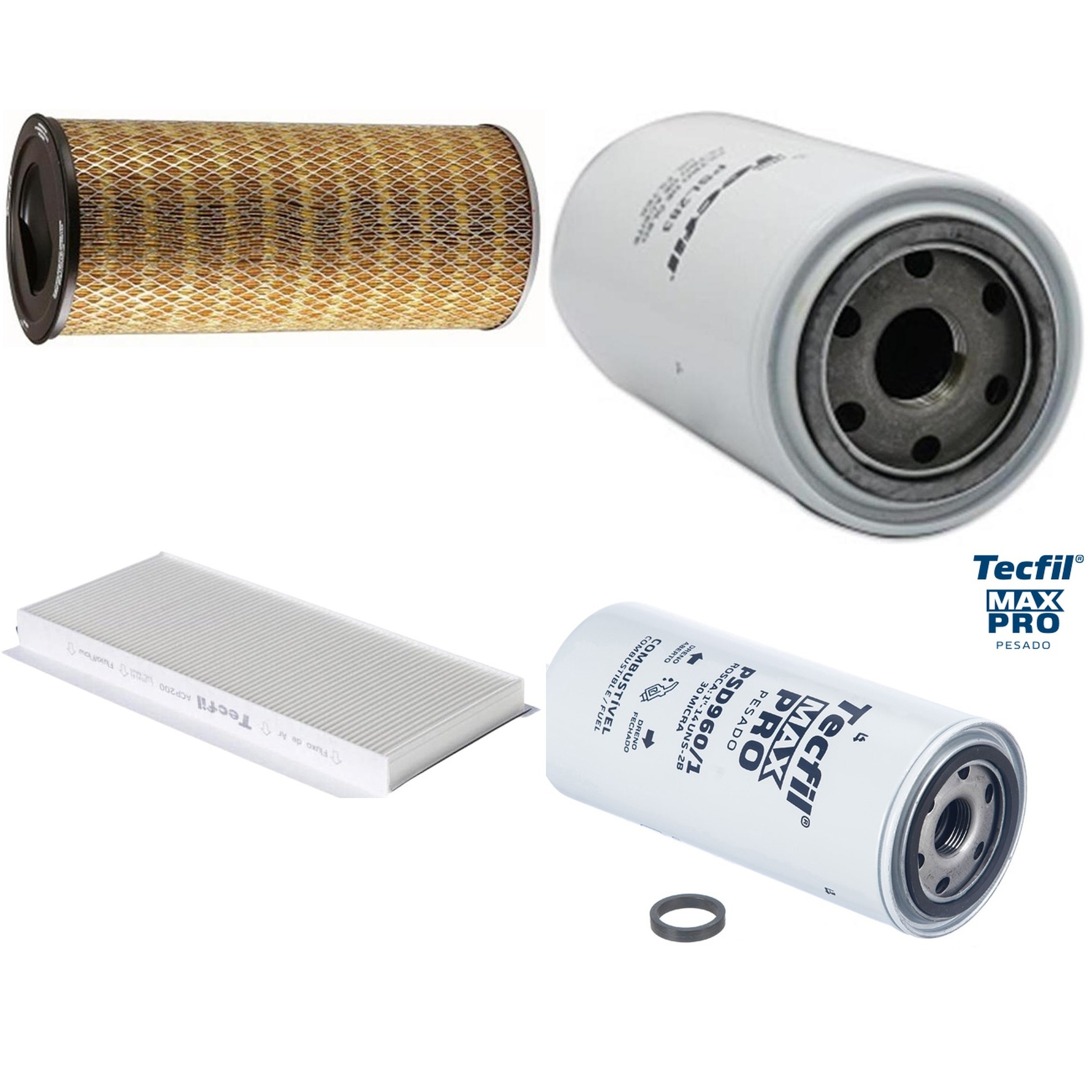 Kit Filtros de Ar do Motor, Óleo, Cabine e Combustível - Tecfil - ACP200 / AP7998 / PSD960/1 / PSL283