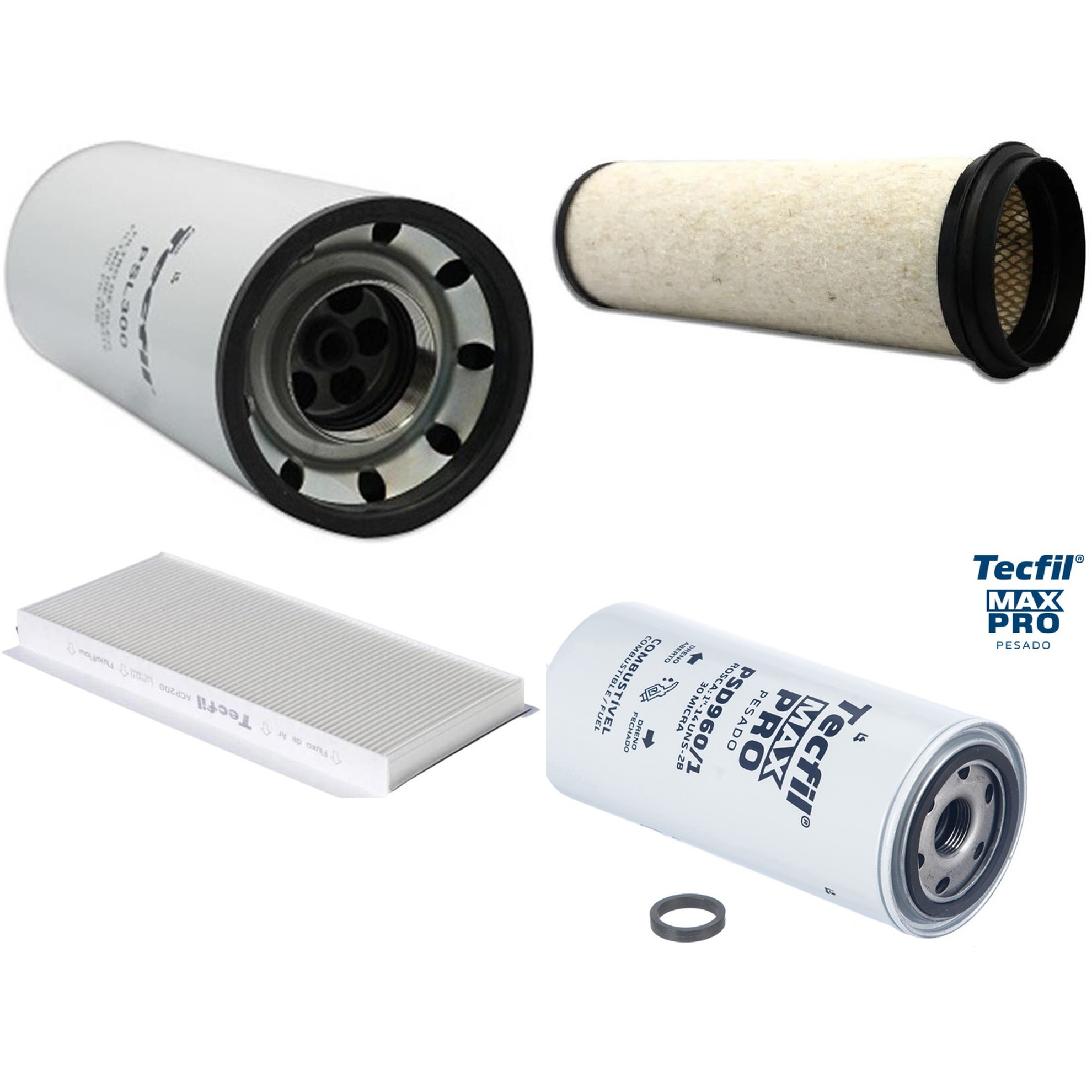 Kit Filtros de Ar do Motor, Óleo, Cabine e Combustível - Tecfil - ACP200 / AS836 / PSD960/1 / PSL300
