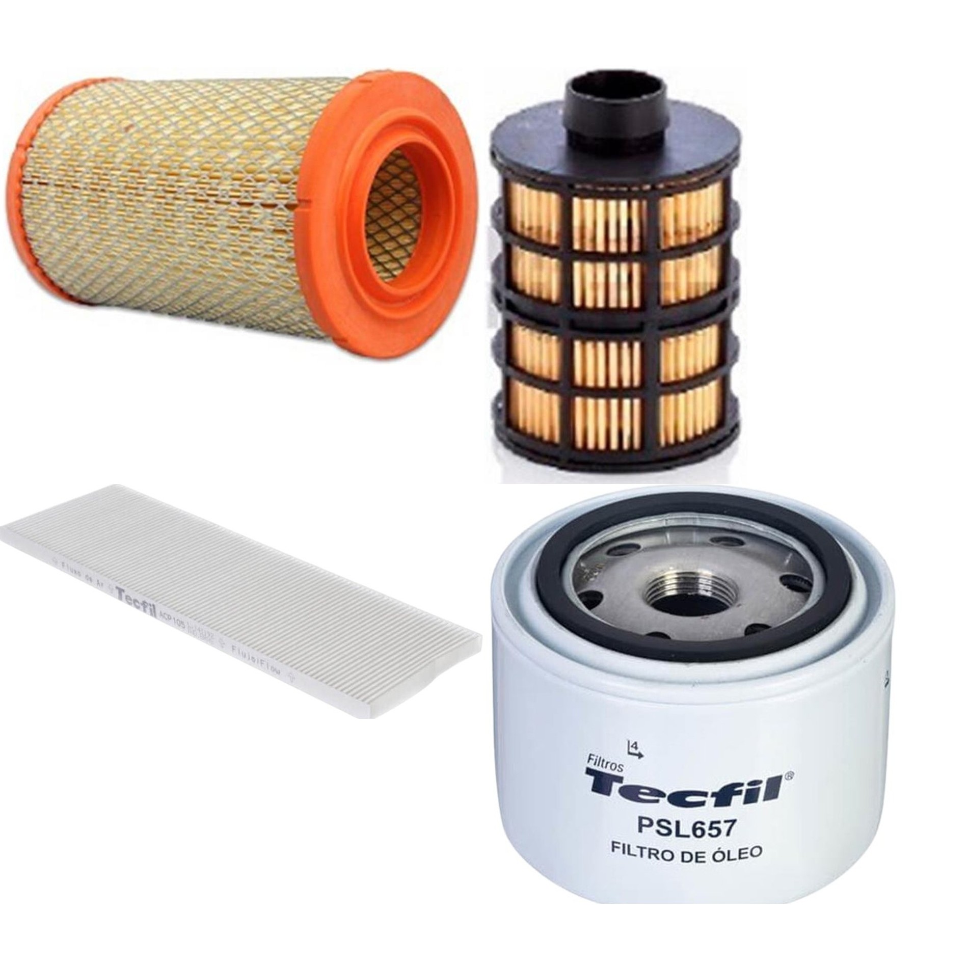Kit Filtros de Ar do Motor, Óleo, Cabine e Combustível - Tecfil - ACP105 / ARS1013 / PEC3023 / PSL657