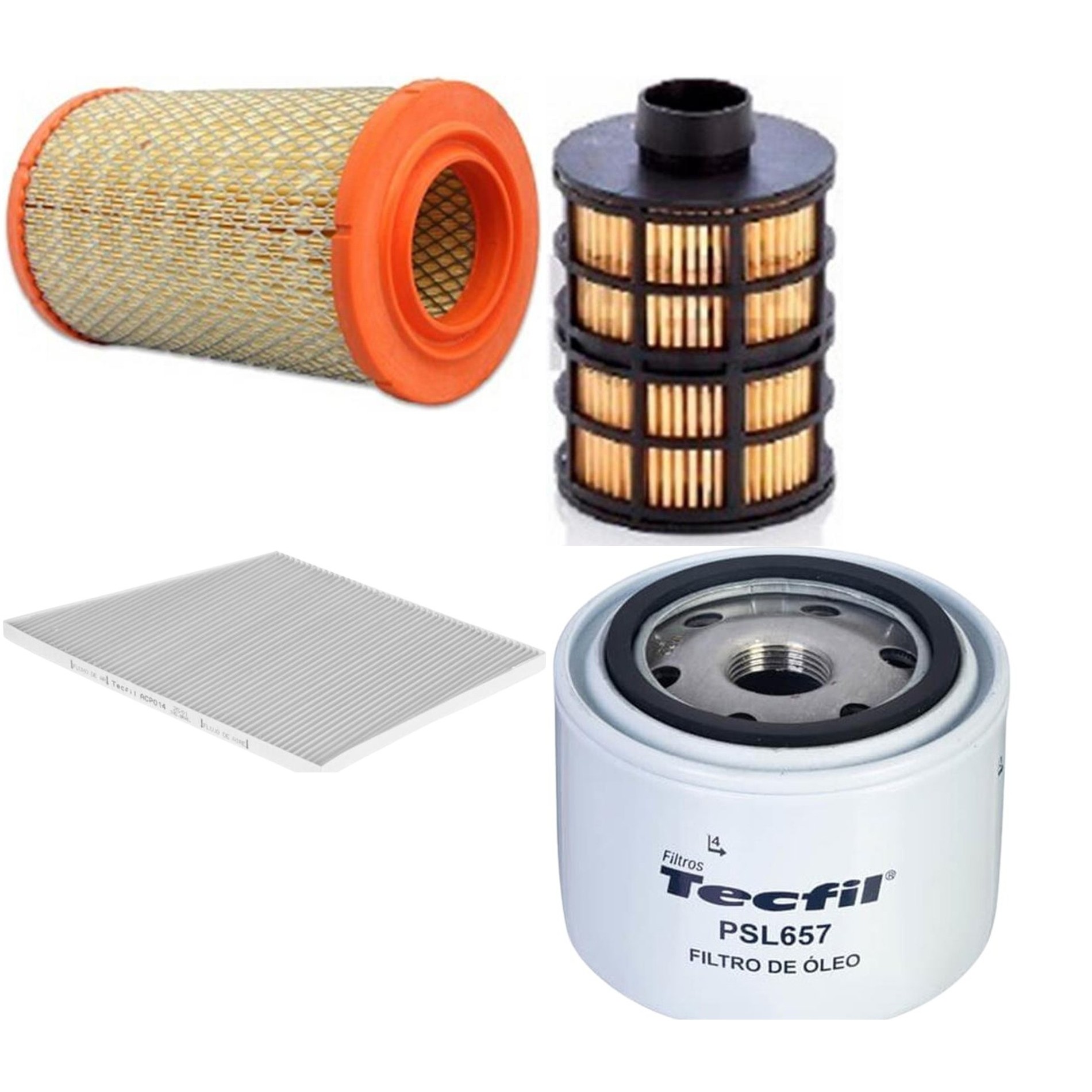 Kit Filtros de Ar do Motor, Óleo, Cabine e Combustível - Tecfil - ACP014 / ARS1013 / PEC3023 / PSL657