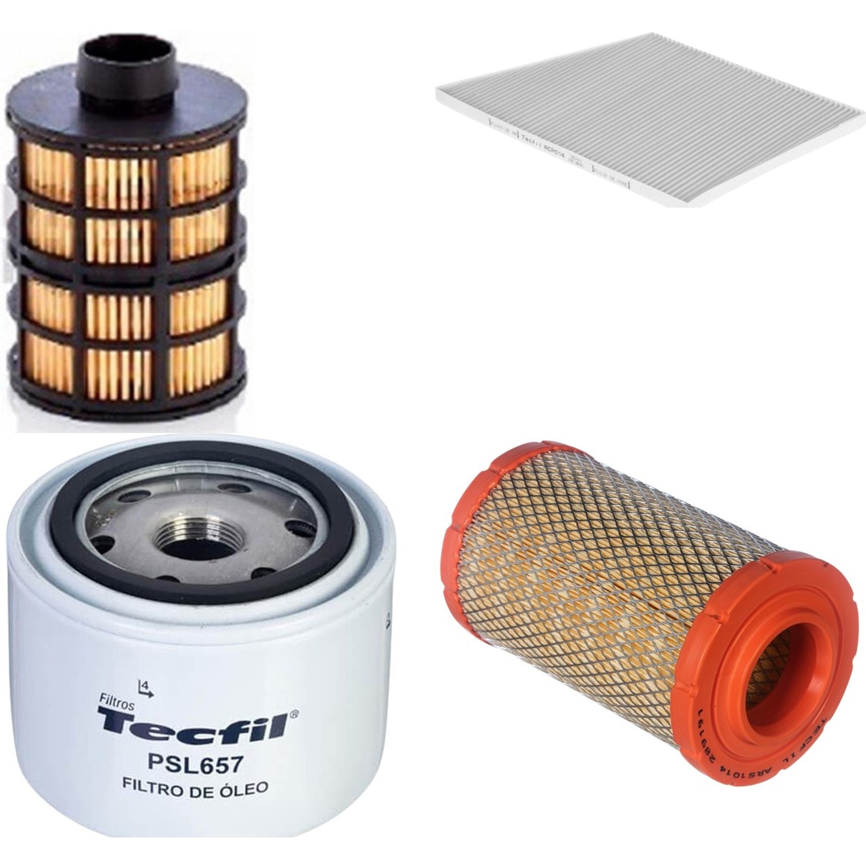Kit Filtros de Ar do Motor, Óleo, Cabine e Combustível - Tecfil - ACP014 / ARS1014 / PEC3023 / PSL657