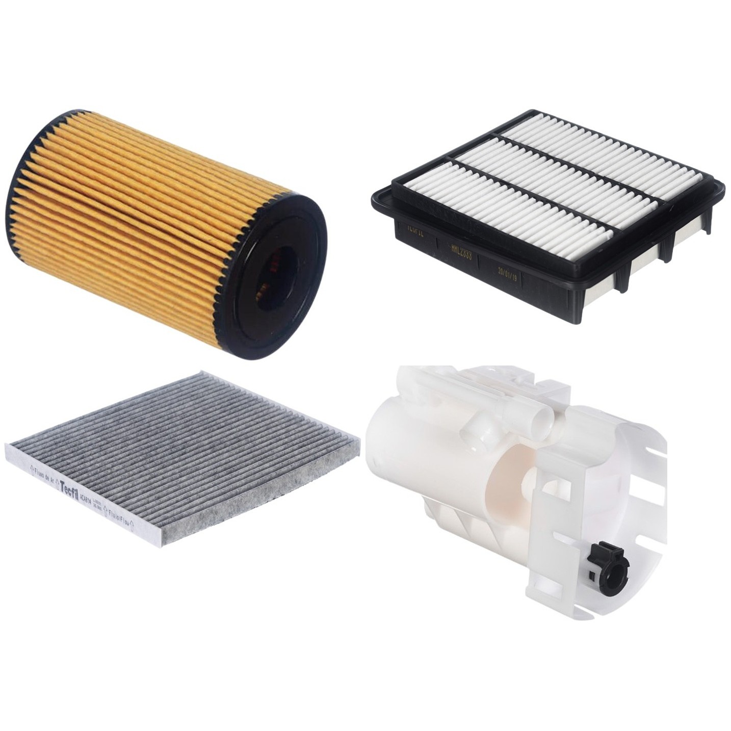 Kit Filtro de Ar, Combustível, Óleo e Ar Condicionado - Tecfil - ACA814 / ARL2333 / FBT2363 / PEL115