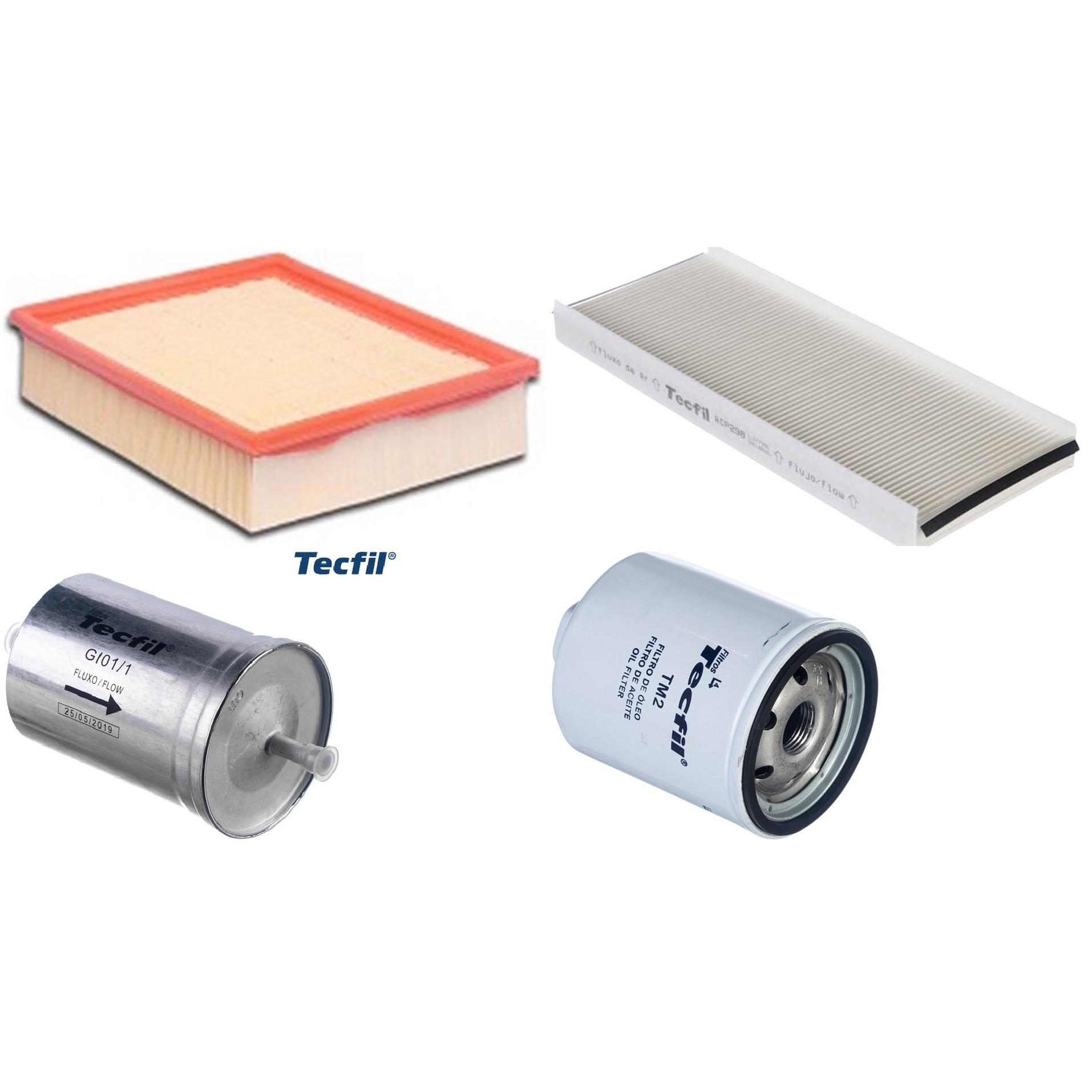 Kit Filtros de Ar do Motor, Óleo, Cabine e Combustível - Tecfil - ACP298 / ARL8837 / GI01/1 / PSL34MP-(TM2)