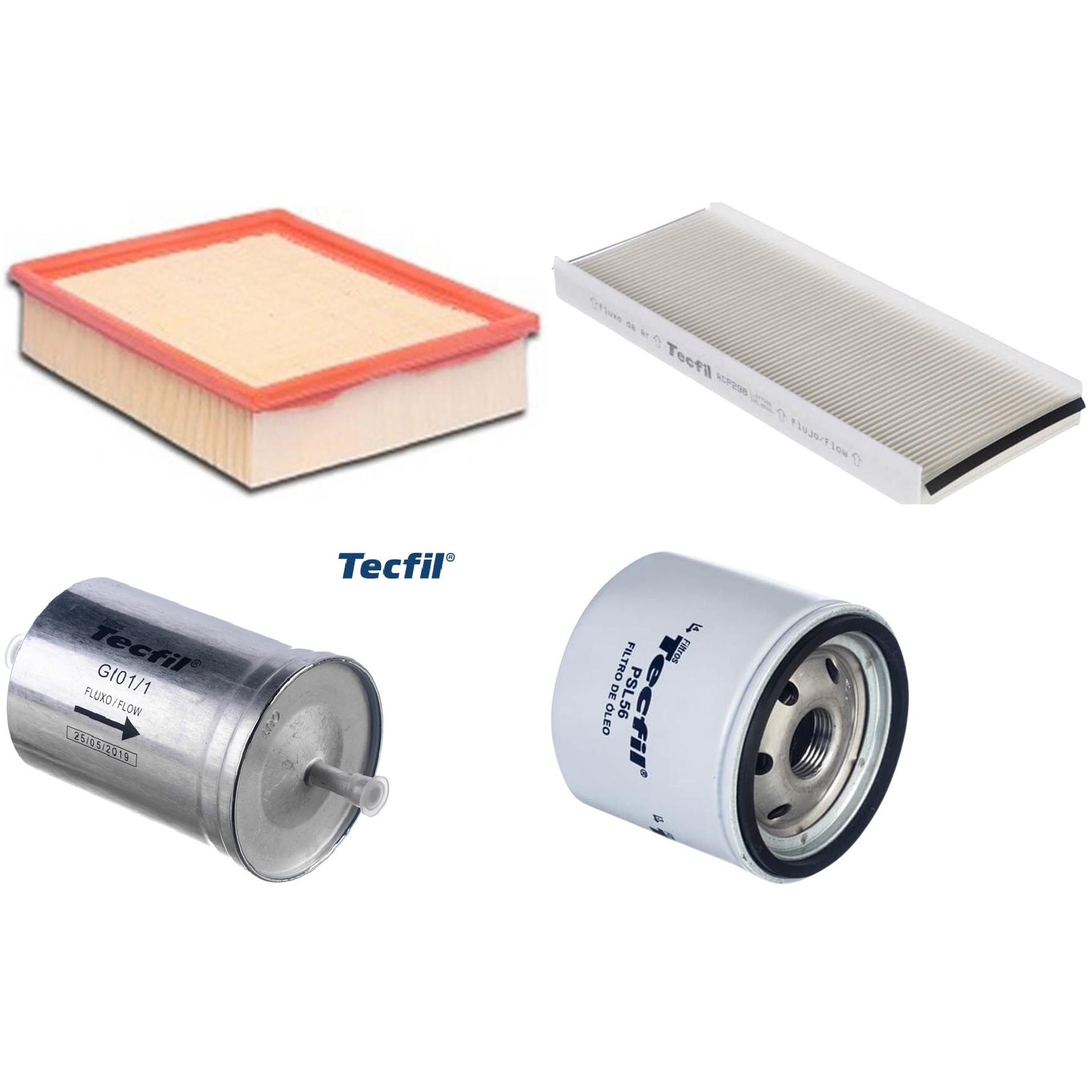 Kit Filtros de Ar do Motor, Óleo, Cabine e Combustível - Tecfil - ACP298 / ARL8837 / GI01/1 / PSL56