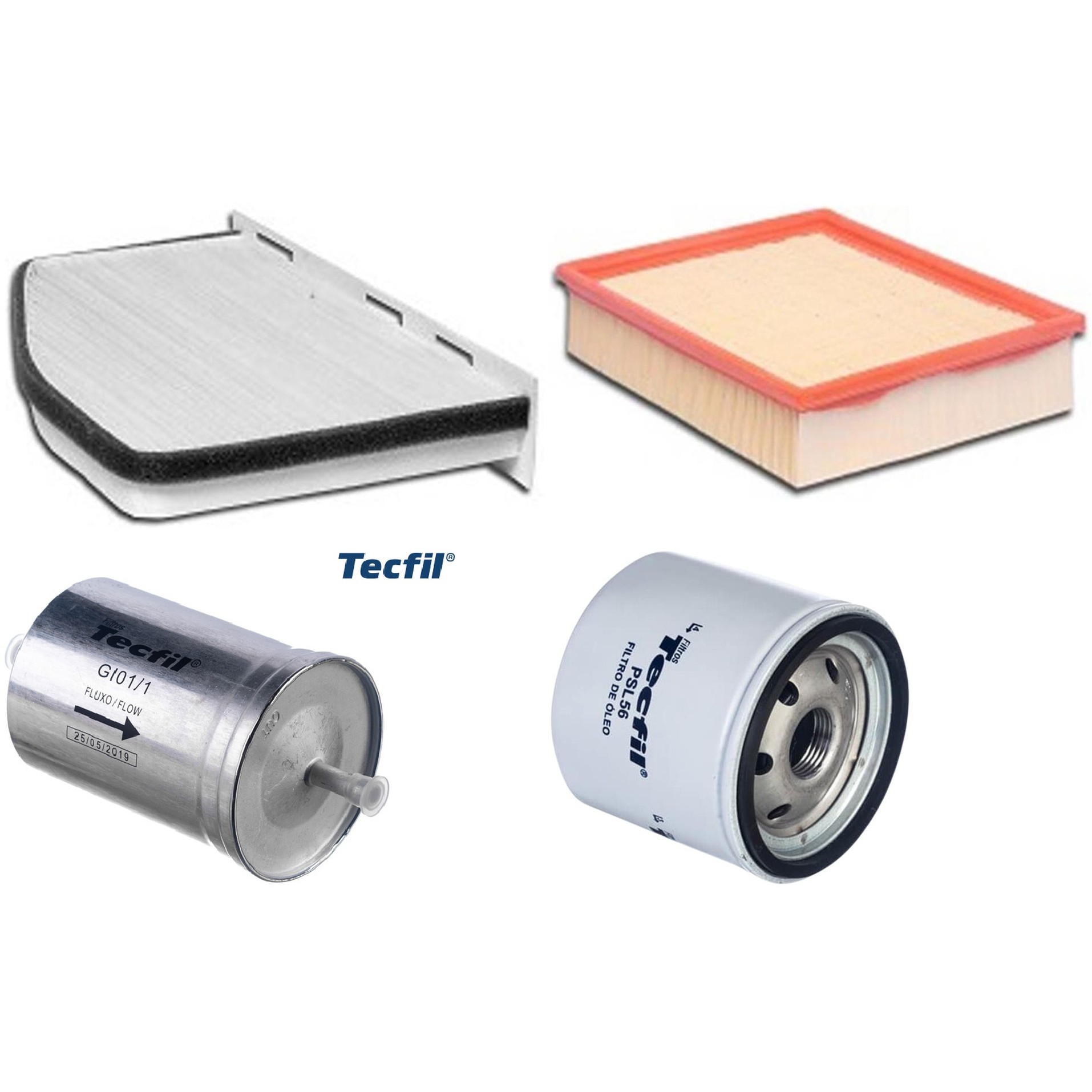 Kit Filtros de Ar do Motor, Óleo, Cabine e Combustível - Tecfil - ACP309 / ARL8837 / GI01/1 / PSL56