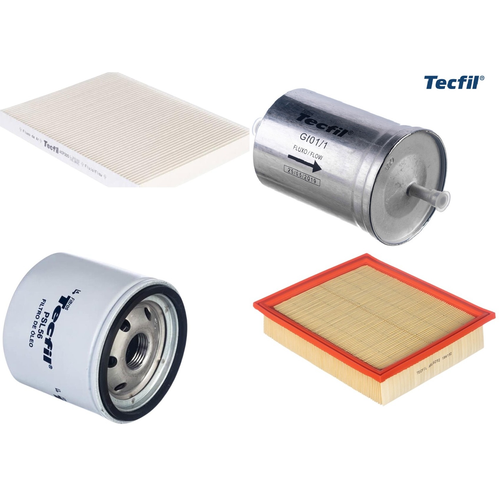 Kit Filtros de Ar do Motor, Óleo, Cabine e Combustível - Tecfil - ACP300 / ARL6092 / GI01/1 / PSL56