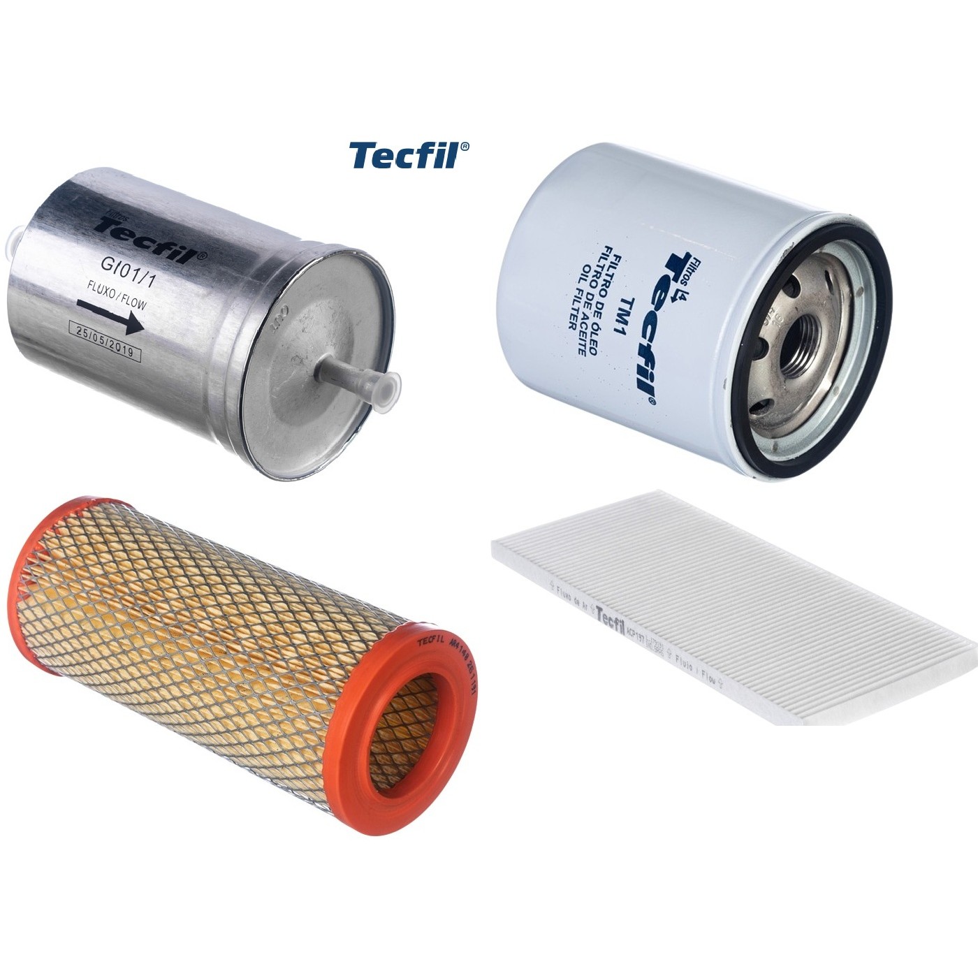 Kit Filtros de Ar do Motor, Óleo, Cabine e Combustível - Tecfil - ACP197 / AR4148 / GI01/1 / PSL34M-(TM1)