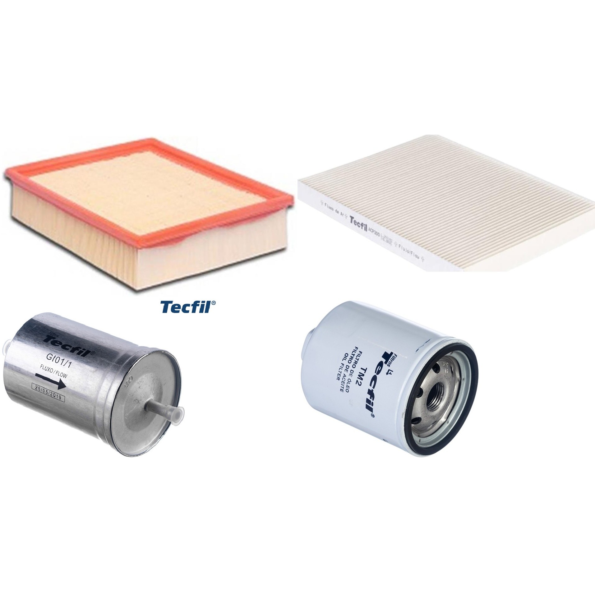 Kit Filtros de Ar do Motor, Óleo, Cabine e Combustível - Tecfil - ACP300 / ARL8837 / GI01/1 / PSL34MP-(TM2)
