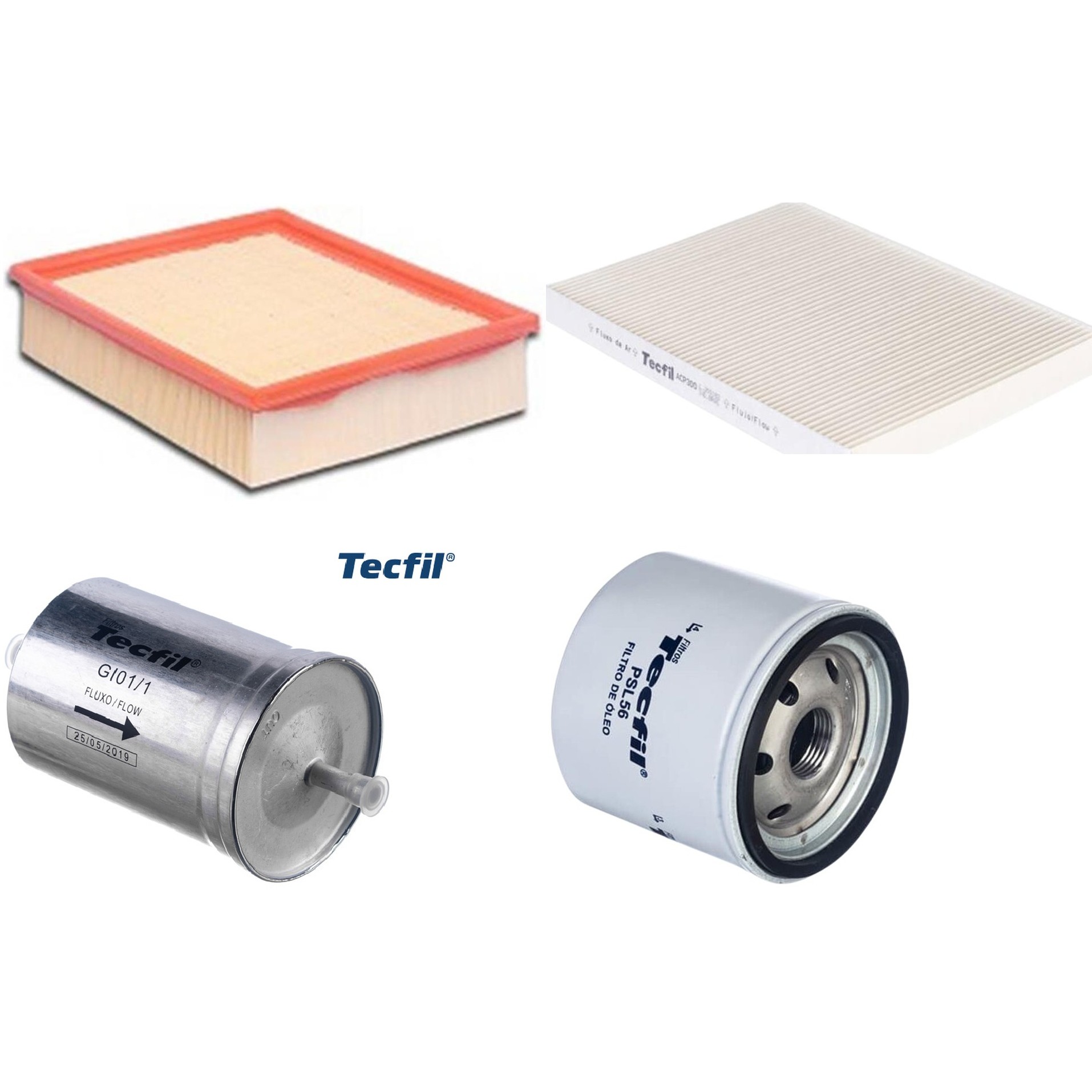 Kit Filtros de Ar do Motor, Óleo, Cabine e Combustível - Tecfil - ACP300 / ARL8837 / GI01/1 / PSL56