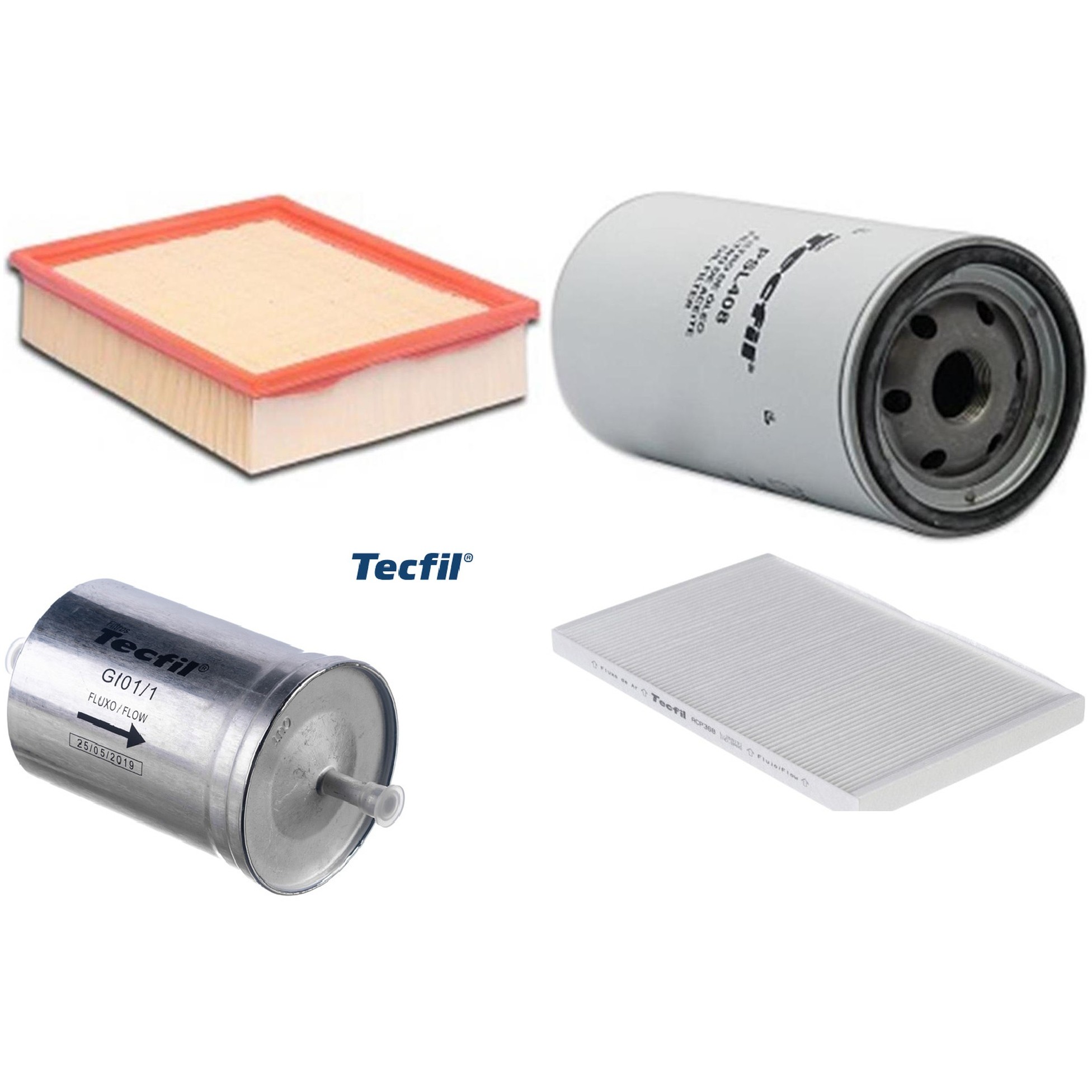 Kit Filtros de Ar do Motor, Óleo, Cabine e Combustível - Tecfil - ACP368 / ARL8837 / GI01/1 / PSL408