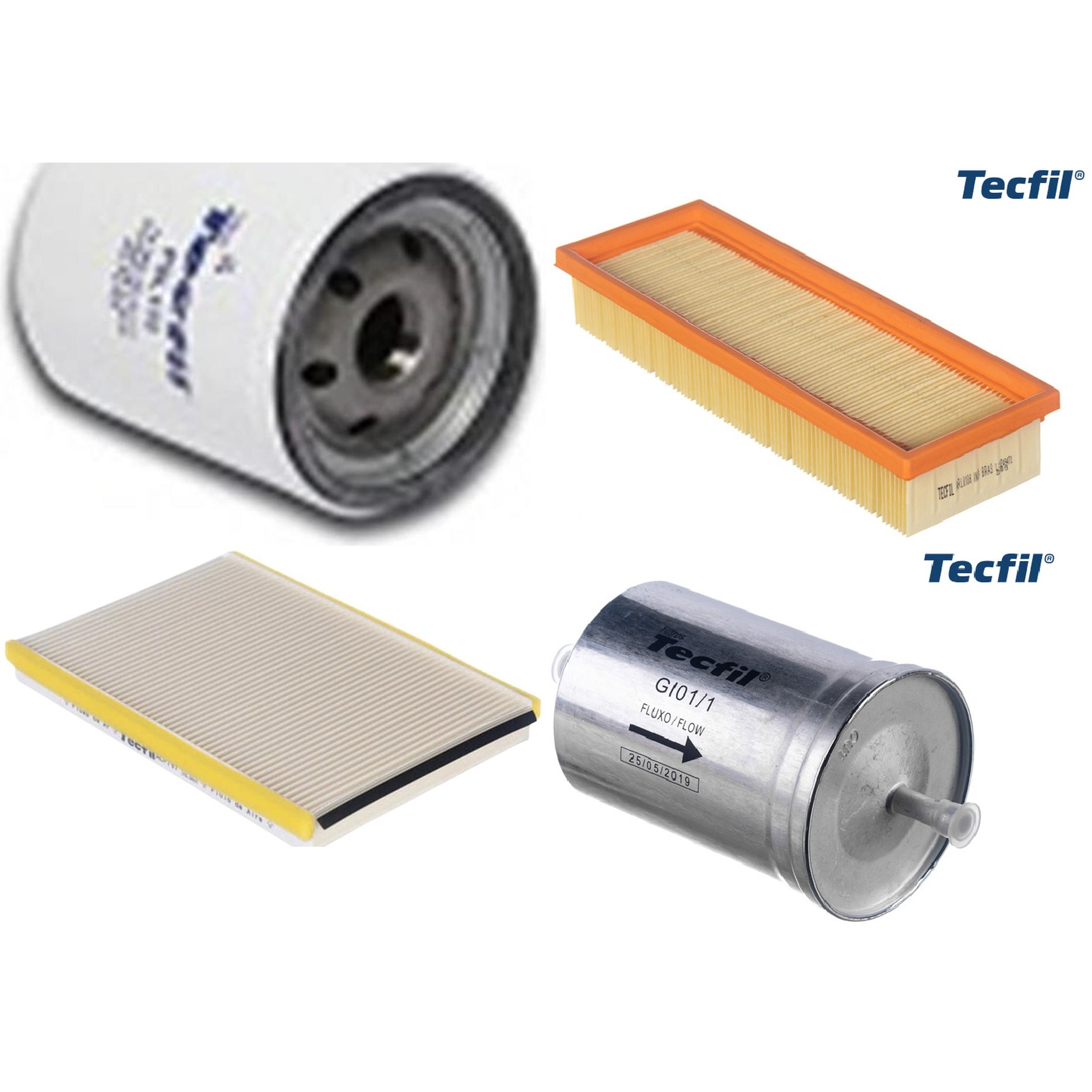 Kit Filtros de Ar do Motor, Óleo, Cabine e Combustível - Tecfil - ACP797 / ARL8106 / GI01/1 / PSL135