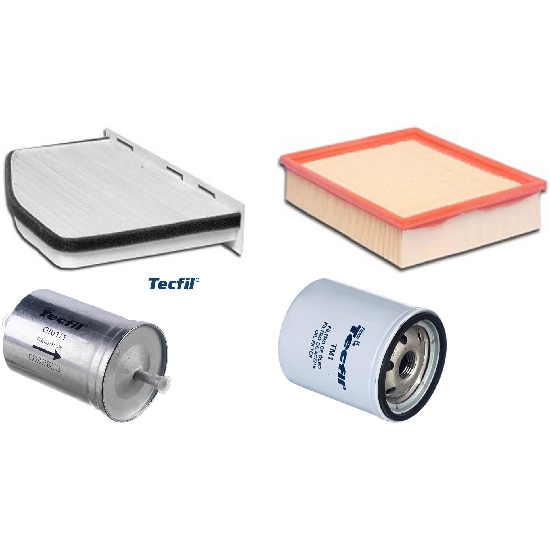 Kit Filtros de Ar do Motor, Óleo, Cabine e Combustível - Tecfil - ACP309 / ARL8837 / GI01/1 / PSL34M-(TM1)