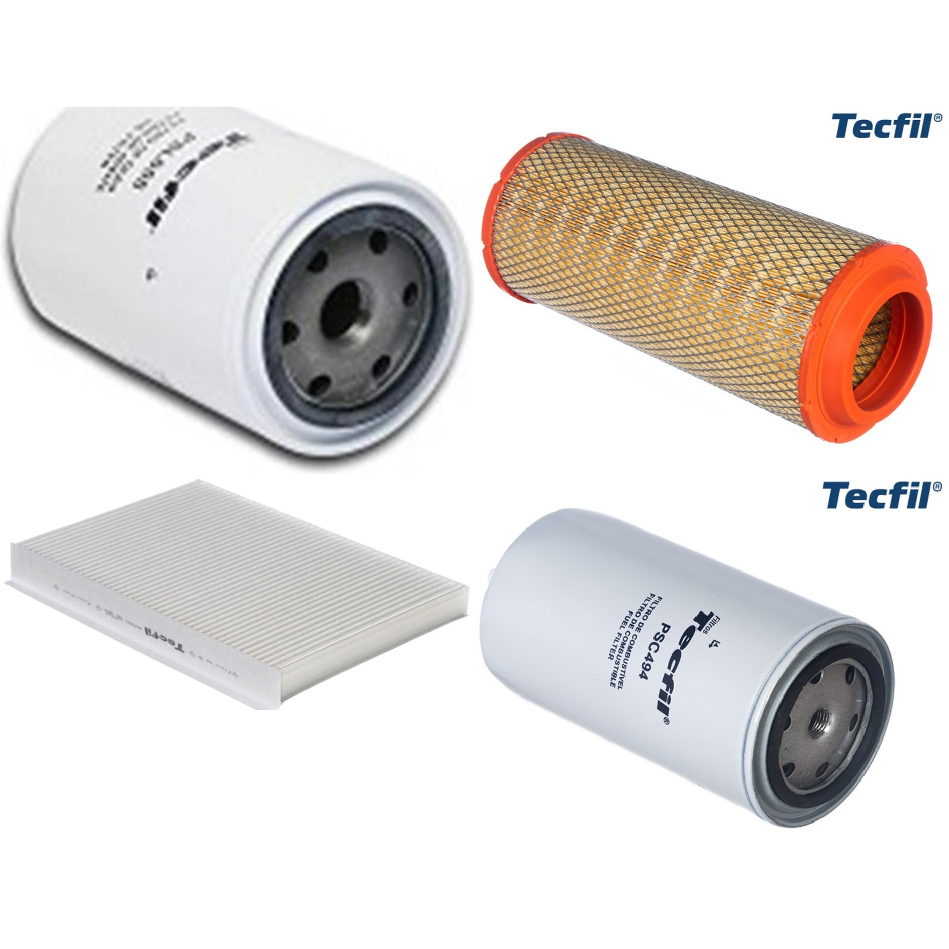 Kit Filtros de Ar do Motor, Óleo, Cabine e Combustível - Tecfil - ACP821 / ARS8234 / PSC494 / PSL655