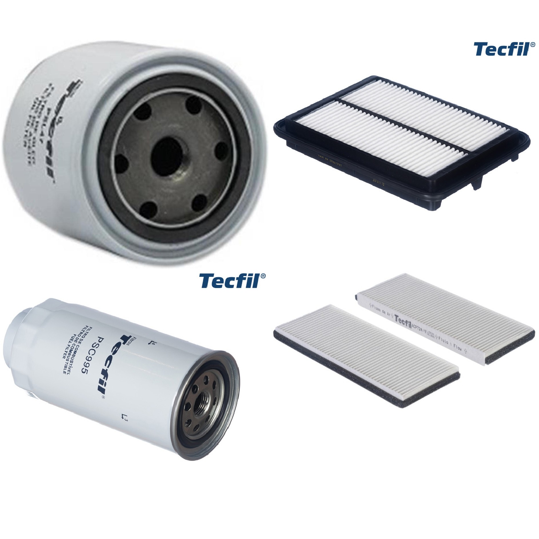 Kit Filtros de Ar do Motor, Óleo, Cabine e Combustível - Tecfil - ACP724/9 / ARL1657 / PSC995 / PSL47
