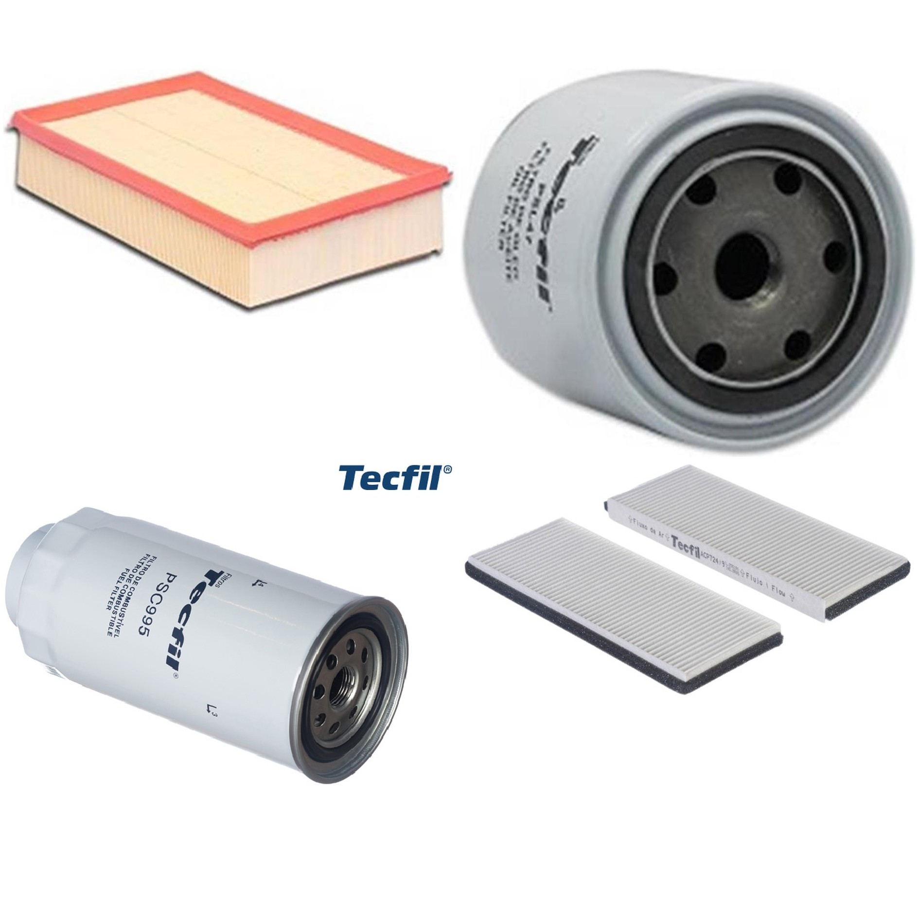 Kit Filtros de Ar do Motor, Óleo, Cabine e Combustível - Tecfil - ACP724/9 / ARL9600 / PSC995 / PSL47
