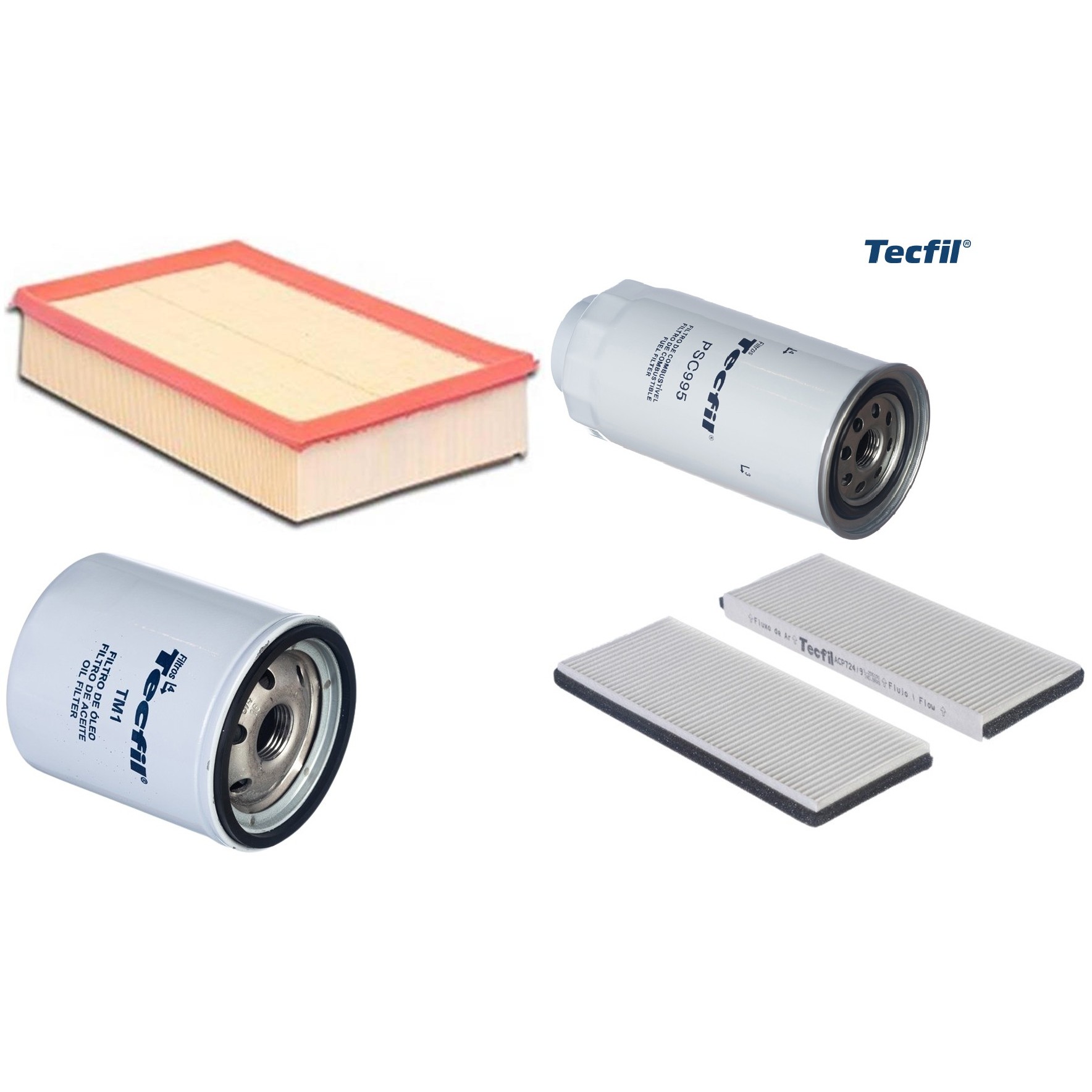 Kit Filtros de Ar do Motor, Óleo, Cabine e Combustível - Tecfil - ACP724/9 / ARL9600 / PSC995 / PSL34M-(TM1)