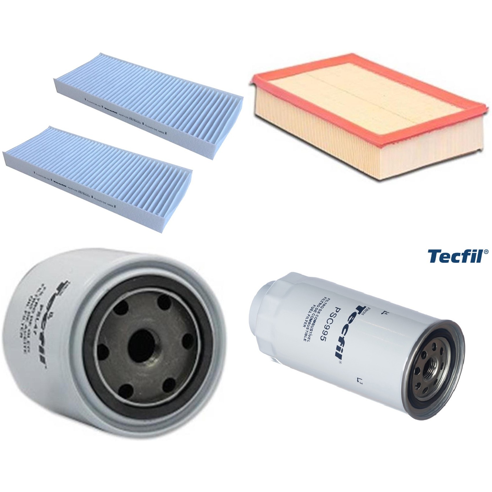 Kit Filtros de Ar do Motor, Óleo, Cabine e Combustível - Tecfil - ACP729 / ARL9600 / PSC995 / PSL47