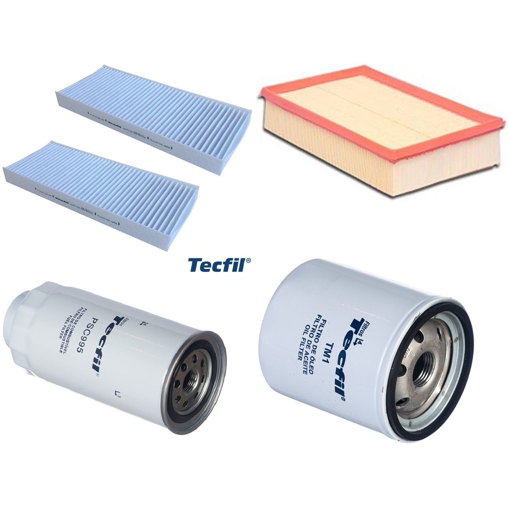 Kit Filtros de Ar do Motor, Óleo, Cabine e Combustível - Tecfil - ACP729 / ARL9600 / PSC995 / PSL34M-(TM1)