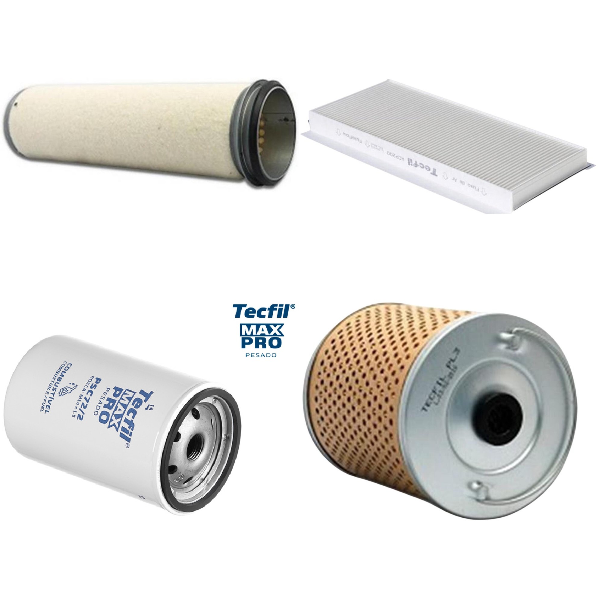 Kit Filtros de Ar do Motor, Óleo, Cabine e Combustível - Tecfil - ACP200 / AS820 / PL3 / PSC72/2
