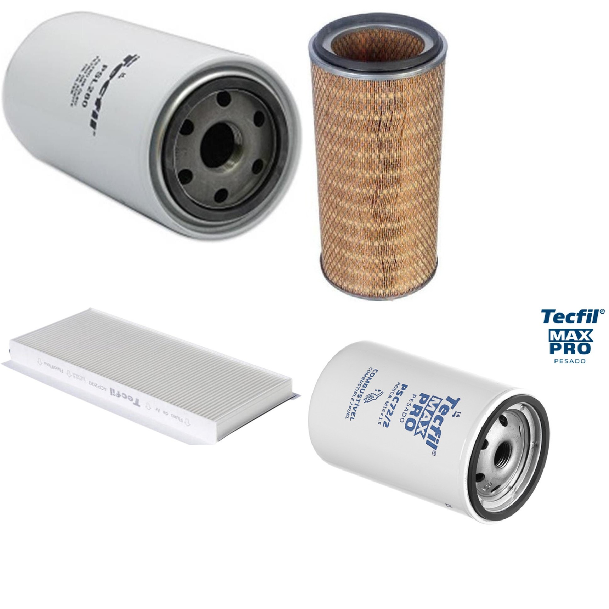 Kit Filtros de Ar do Motor, Óleo, Cabine e Combustível - Tecfil - ACP200 / AP5460 / PSC72/2 / PSL280