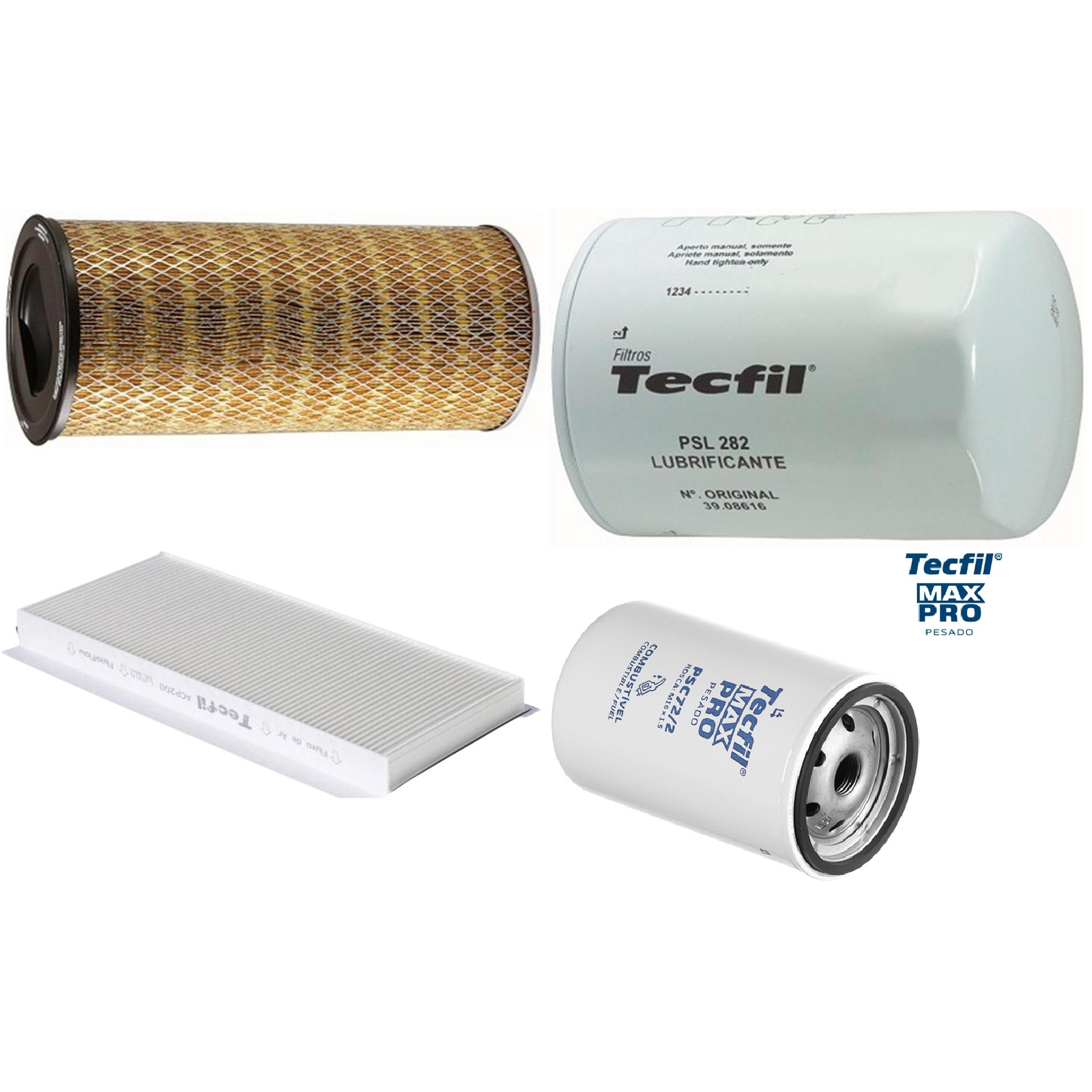 Kit Filtros de Ar do Motor, Óleo, Cabine e Combustível - Tecfil - ACP200 / AP7998 / PSC72/2 / PSL282