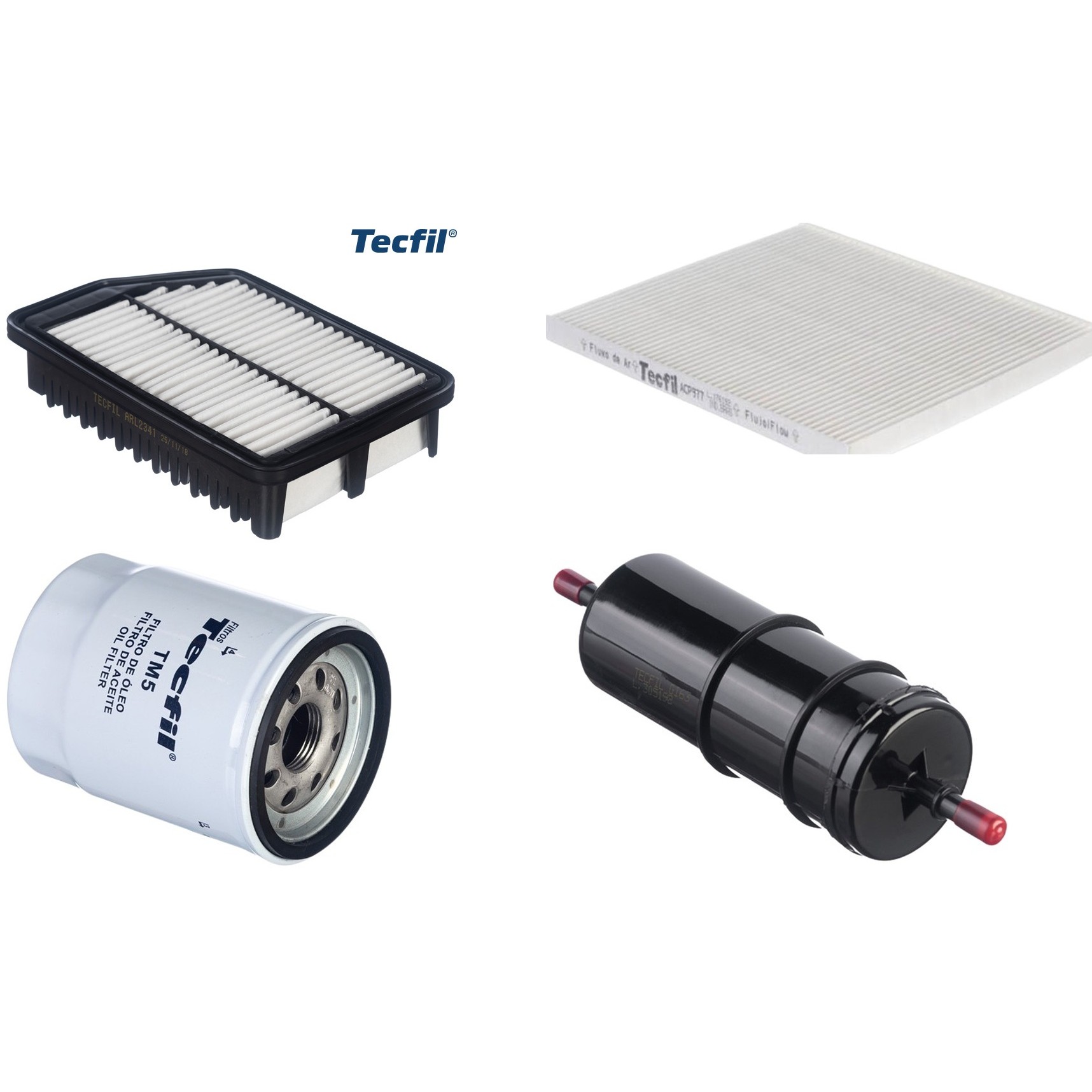 Kit Filtros de Ar do Motor, Óleo, Cabine e Combustível - Tecfil - ACP977 / ARL2341 / GI63 / PSL55M-(TM5)