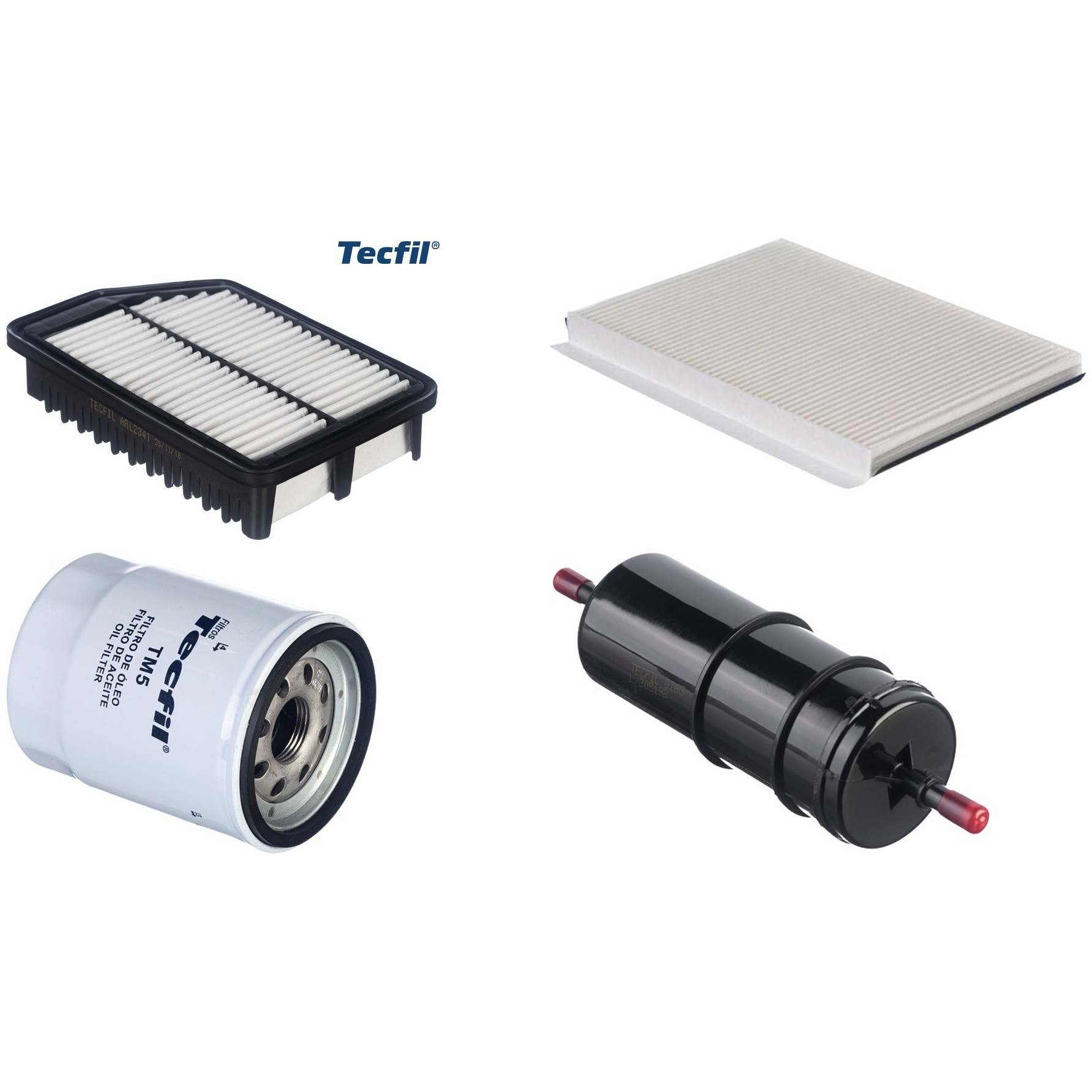 Kit Filtros de Ar do Motor, Óleo, Cabine e Combustível - Tecfil - ACP979 / ARL2341 / GI63 / PSL55M-(TM5)