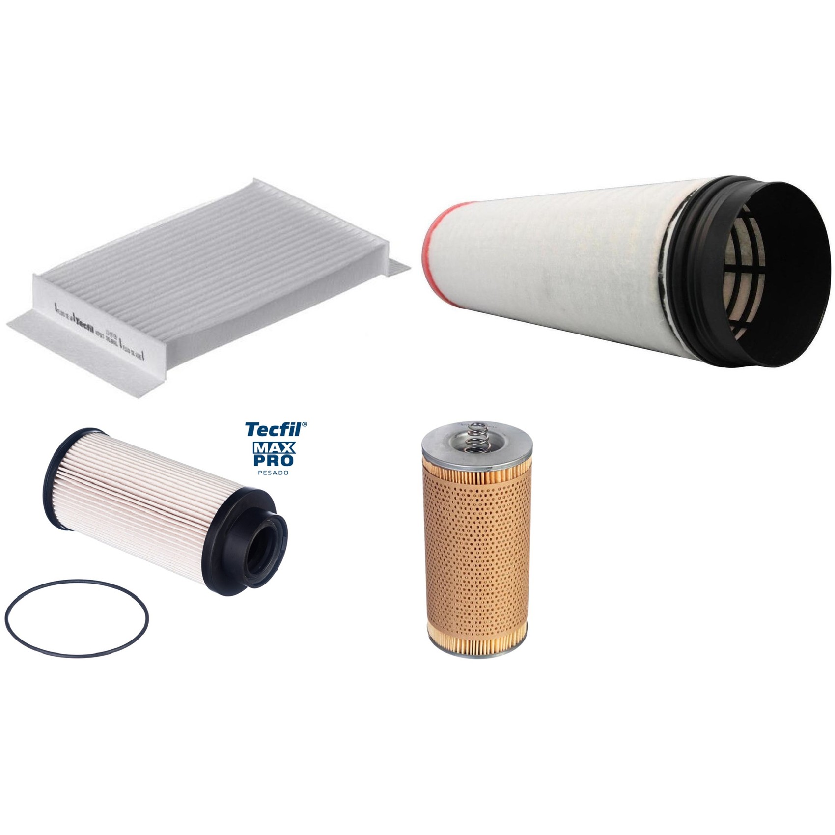 Kit Filtros de Ar do Motor, Óleo, Cabine e Combustível - Tecfil - ACP603 / ASR941 / PEC3024 / PL447