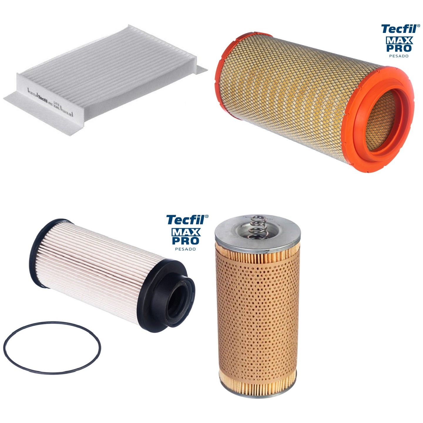 Kit Filtros de Ar do Motor, Óleo, Cabine e Combustível - Tecfil - ACP603 / ARS9840 / PEC3024 / PL447