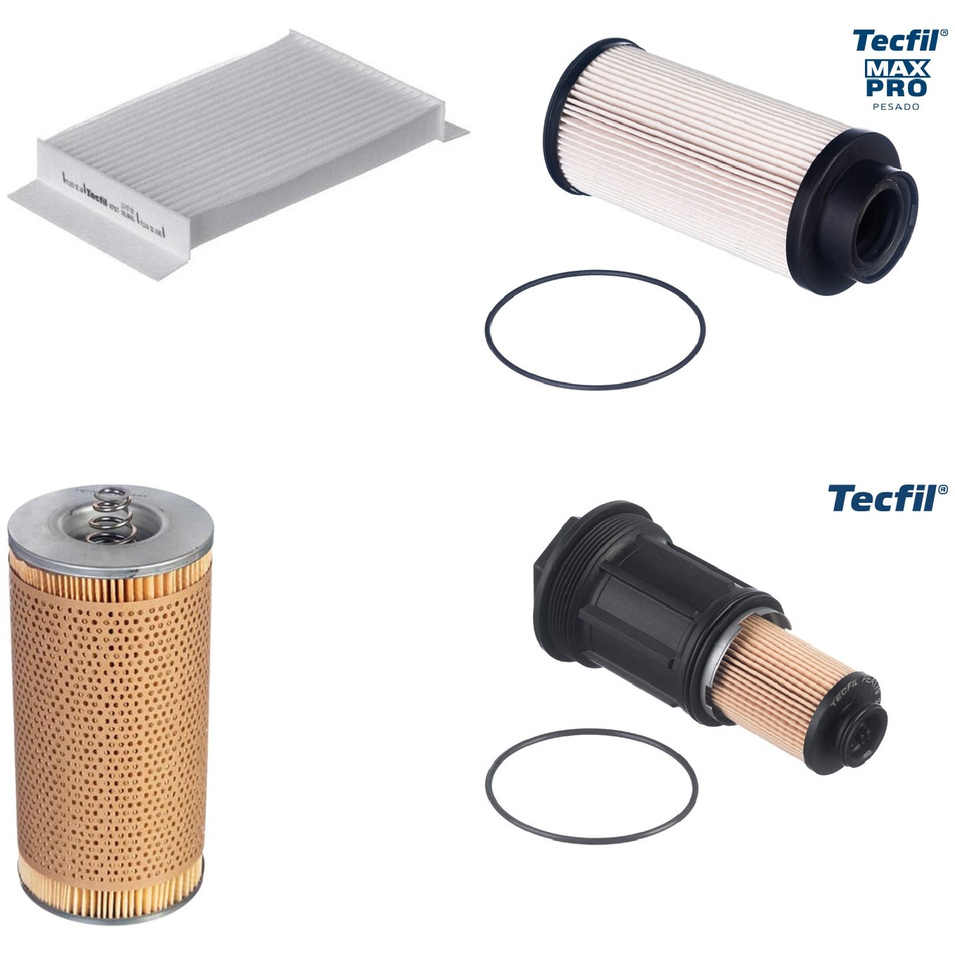 Kit Filtros de Ar do Motor, Óleo, Cabine e Combustível - Tecfil - ACP603 / PEA179 / PEC3024 / PL447