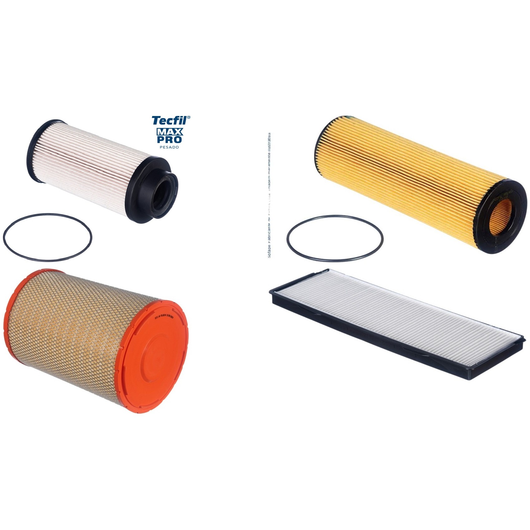 Kit Filtros de Ar do Motor, Óleo, Cabine e Combustível - Tecfil - ACP177 / ARS1184/1 / PEC3024 / PEL415