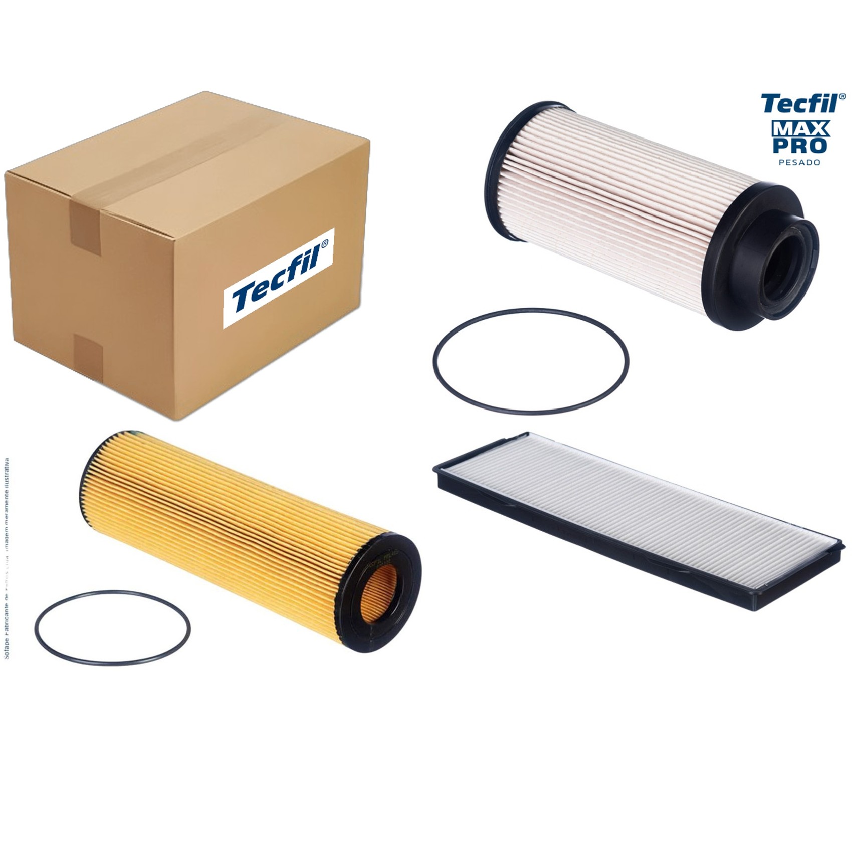 Kit Filtros de Ar do Motor, Óleo, Cabine e Combustível - Tecfil - ACP177 / ASR870 / PEC3024 / PEL415