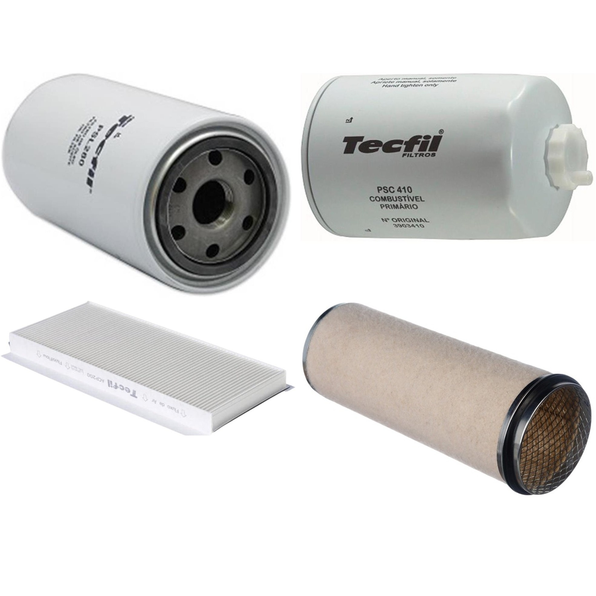 Kit Filtros de Ar do Motor, Óleo, Cabine e Combustível - Tecfil - ACP200 / AS835 / PSC410 / PSL280