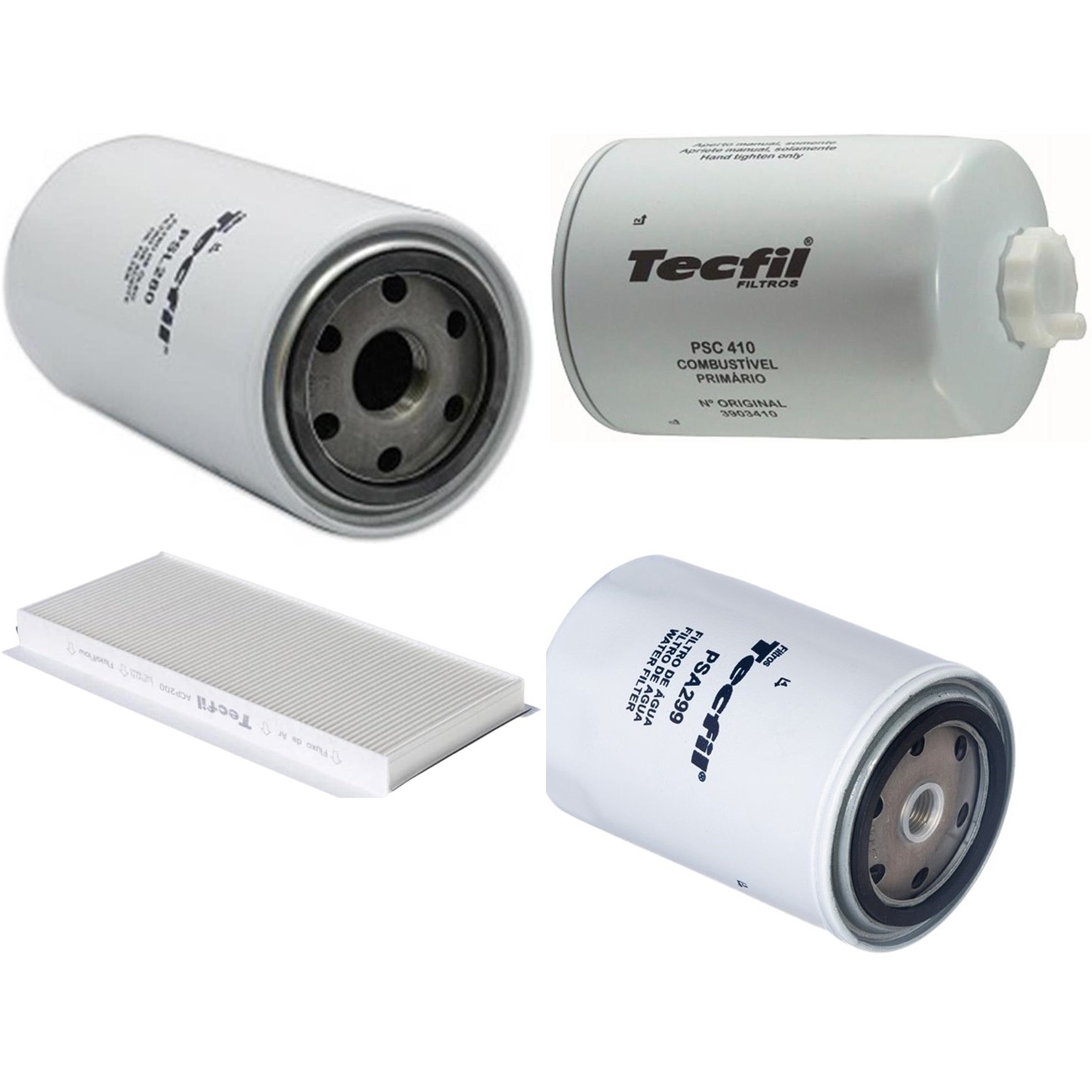 Kit Filtros de Ar do Motor, Óleo, Cabine e Combustível - Tecfil - ACP200 / PSA299 / PSC410 / PSL280