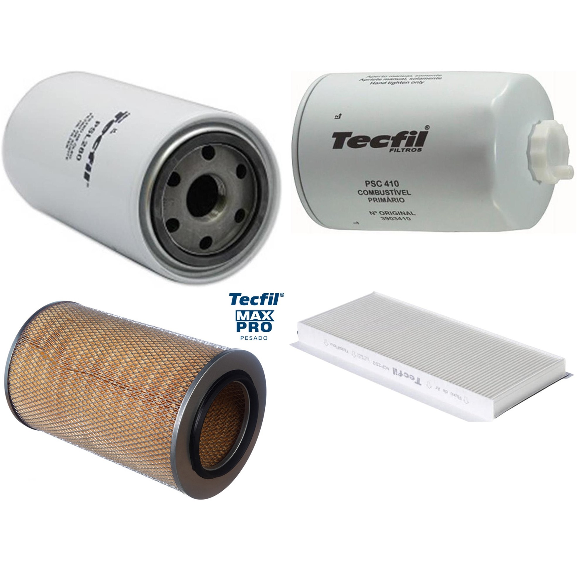 Kit Filtros de Ar do Motor, Óleo, Cabine e Combustível - Tecfil - ACP200 / AP5461 / PSC410 / PSL280